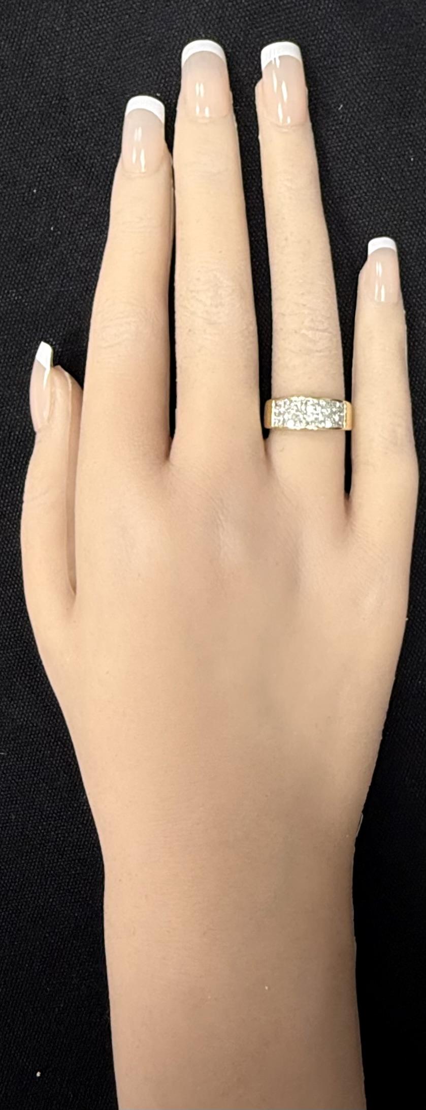Men's 18K Yellow Gold Invisible Set Princess Diamond Wide Band Ring Size 7
