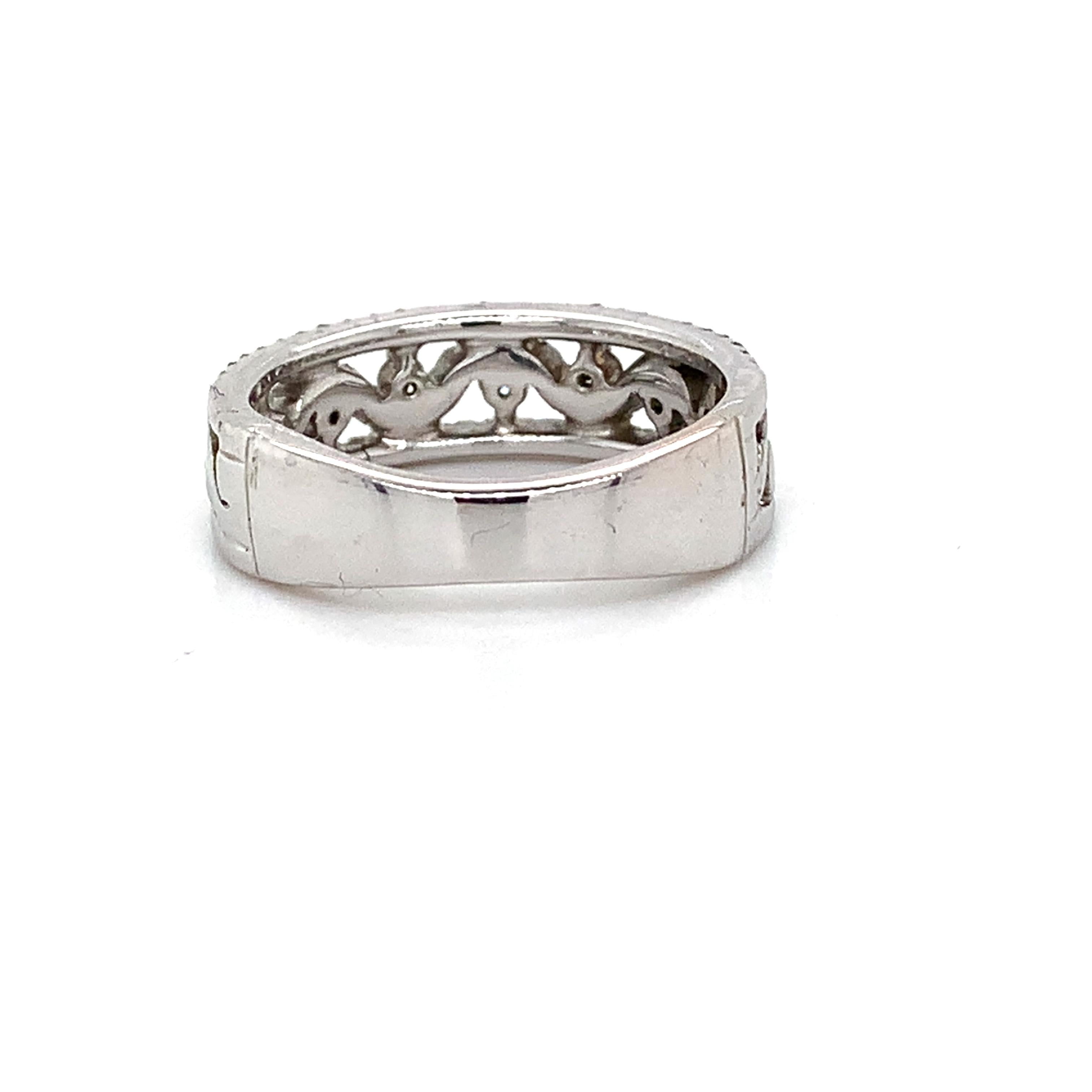 Vintage 14K White Gold Round Diamond Cluster Wave Open Band Ring Size 5.75