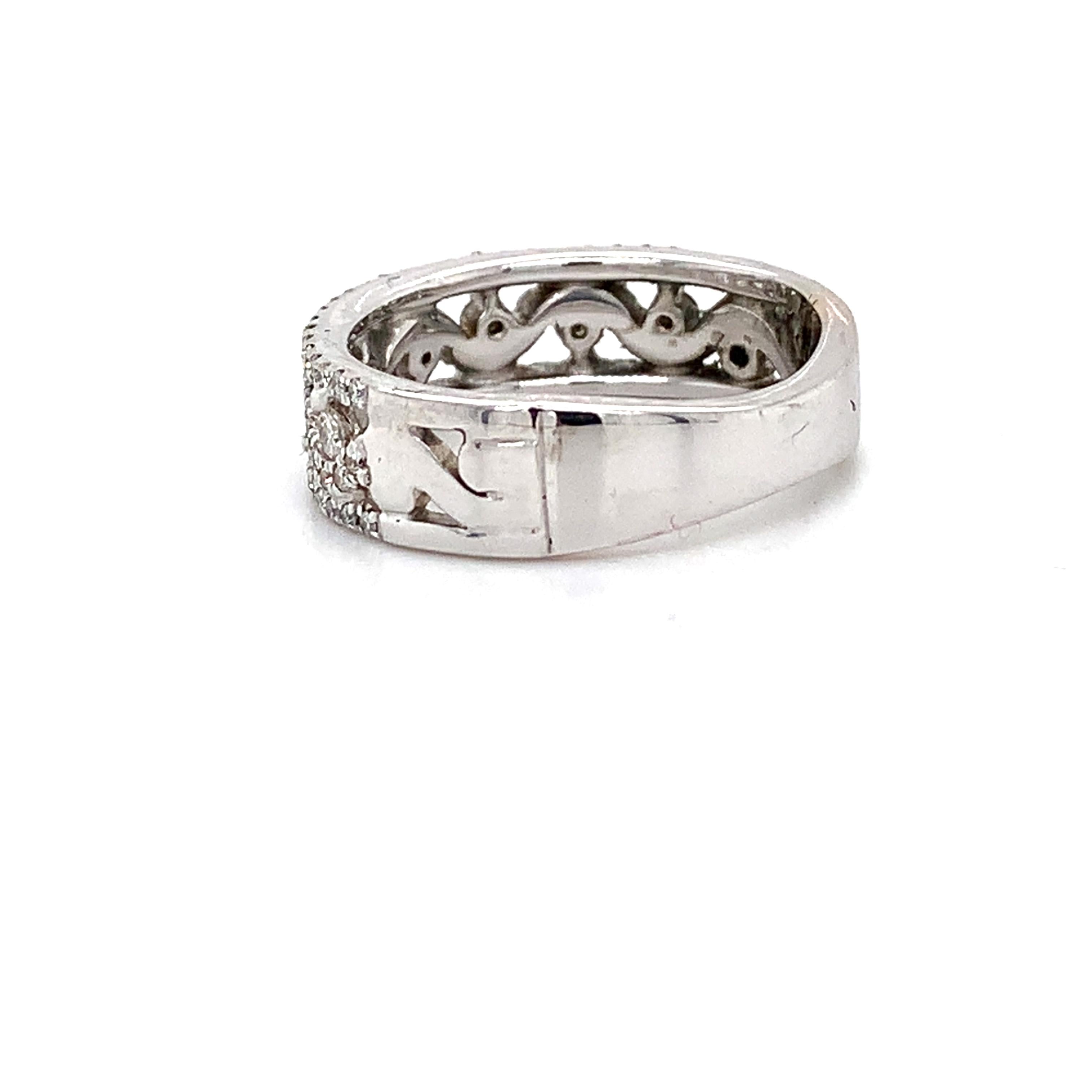 Vintage 14K White Gold Round Diamond Cluster Wave Open Band Ring Size 5.75