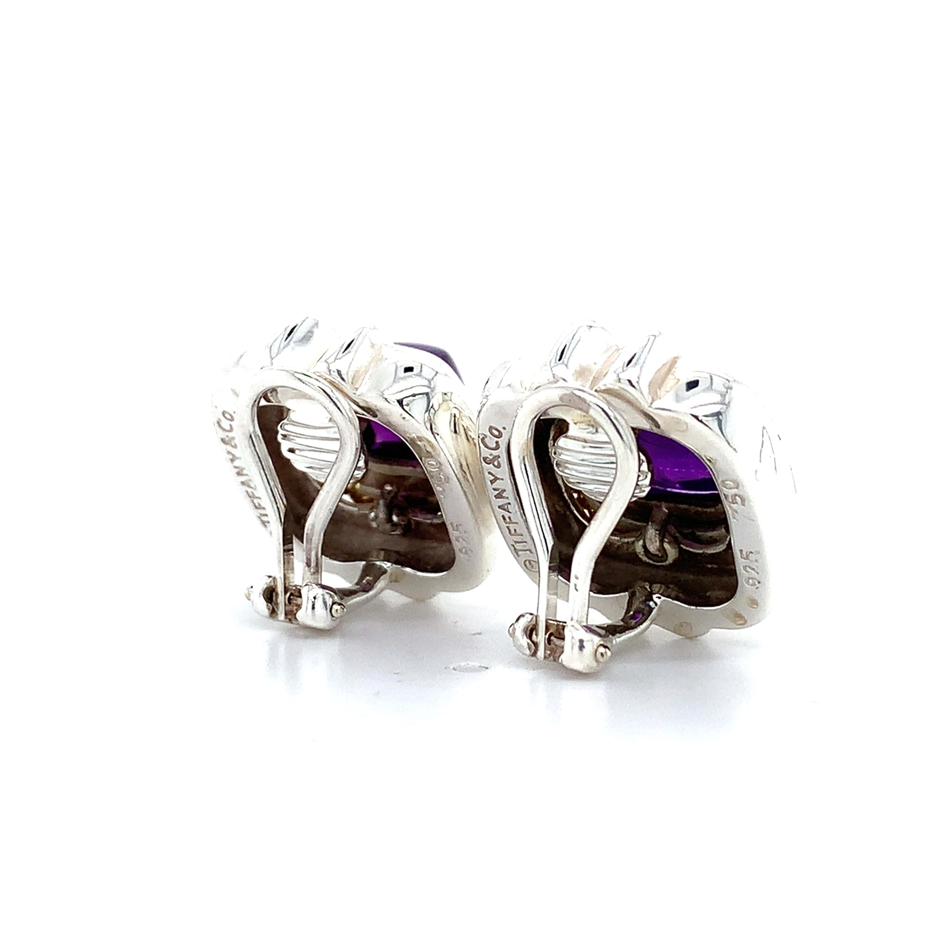 Tiffany & Co. 925 Silver/18K Yellow Gold Sugarloaf Amethyst Twist Cable Earrings