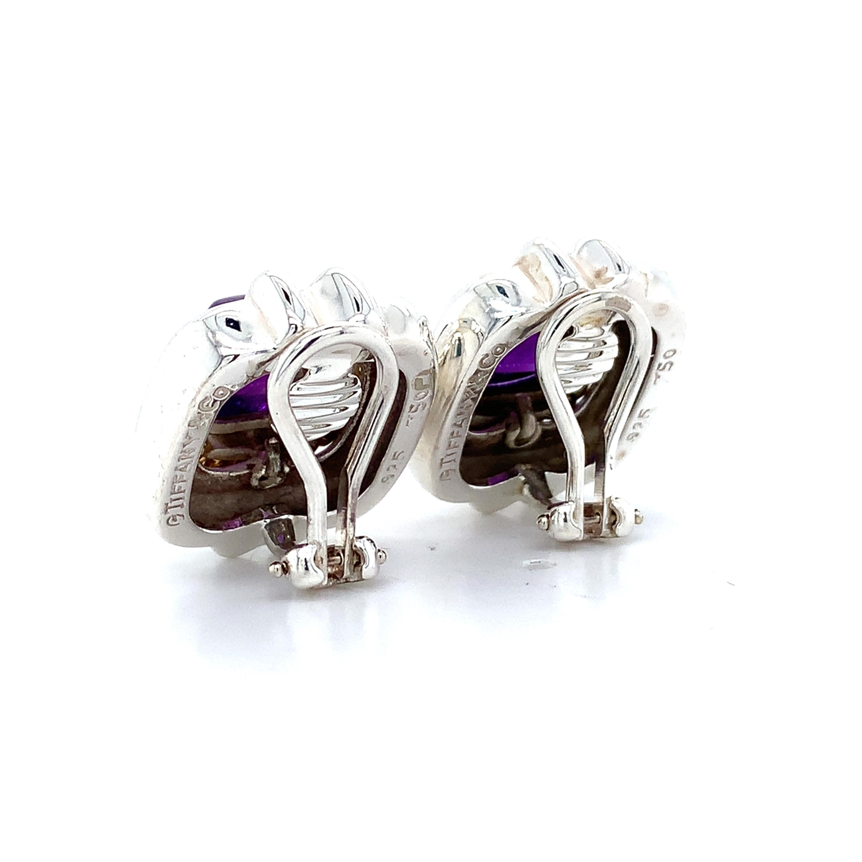 Tiffany & Co. 925 Silver/18K Yellow Gold Sugarloaf Amethyst Twist Cable Earrings