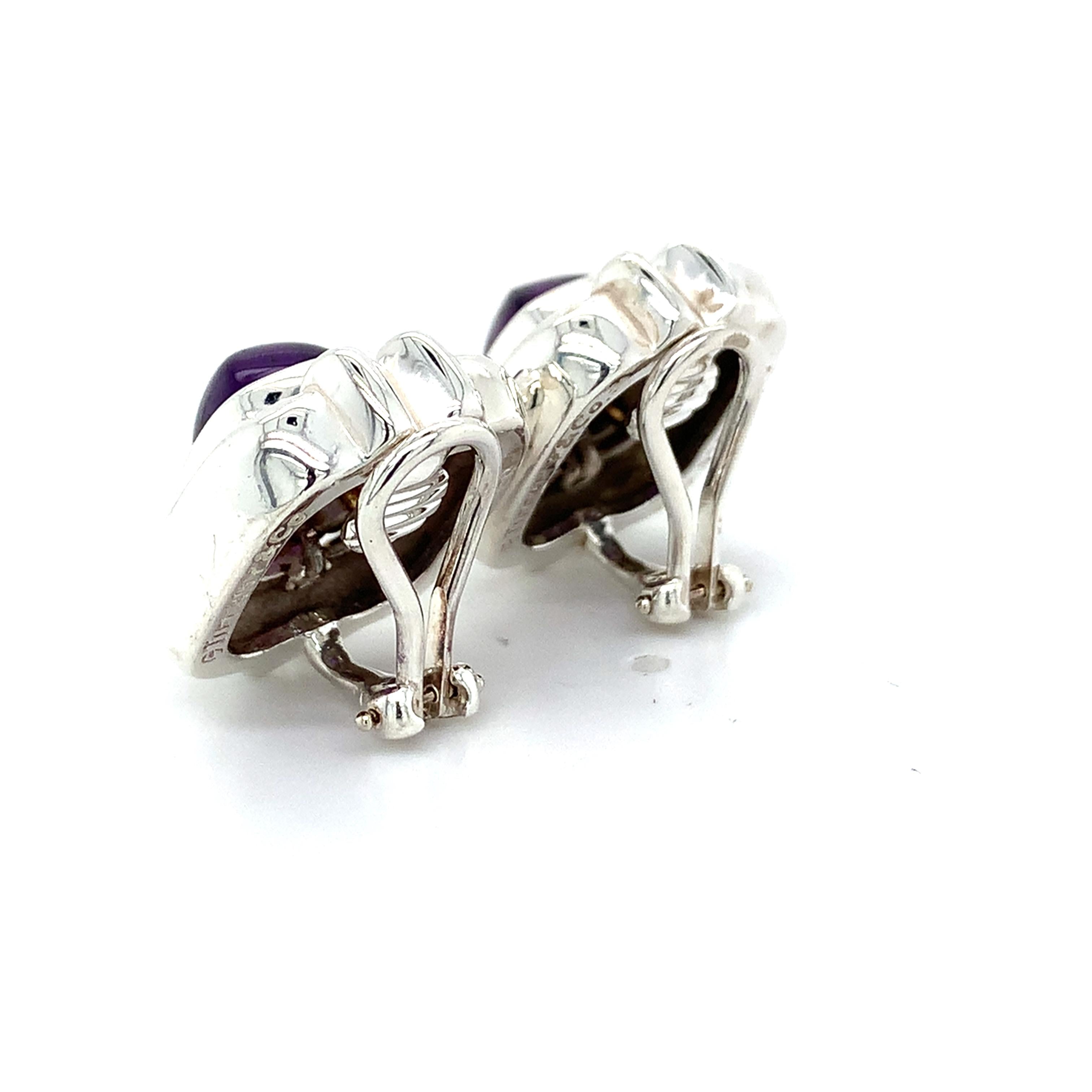Tiffany & Co. 925 Silver/18K Yellow Gold Sugarloaf Amethyst Twist Cable Earrings