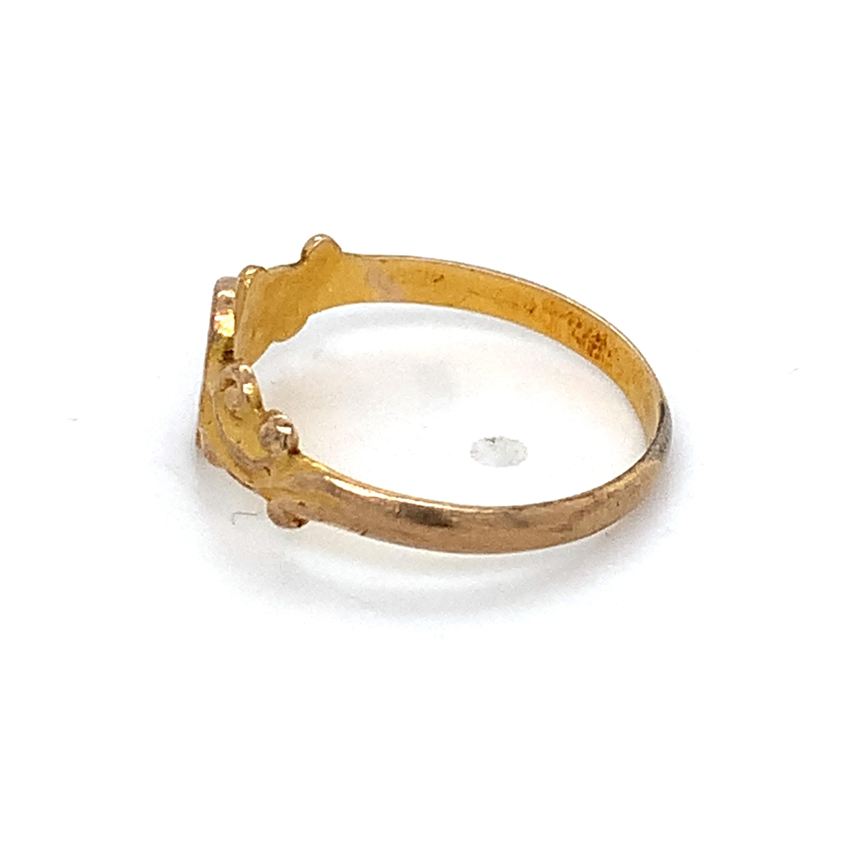Victorian 14k Yellow Gold ELG Monogram Script Initial Engraved Ring Size 4
