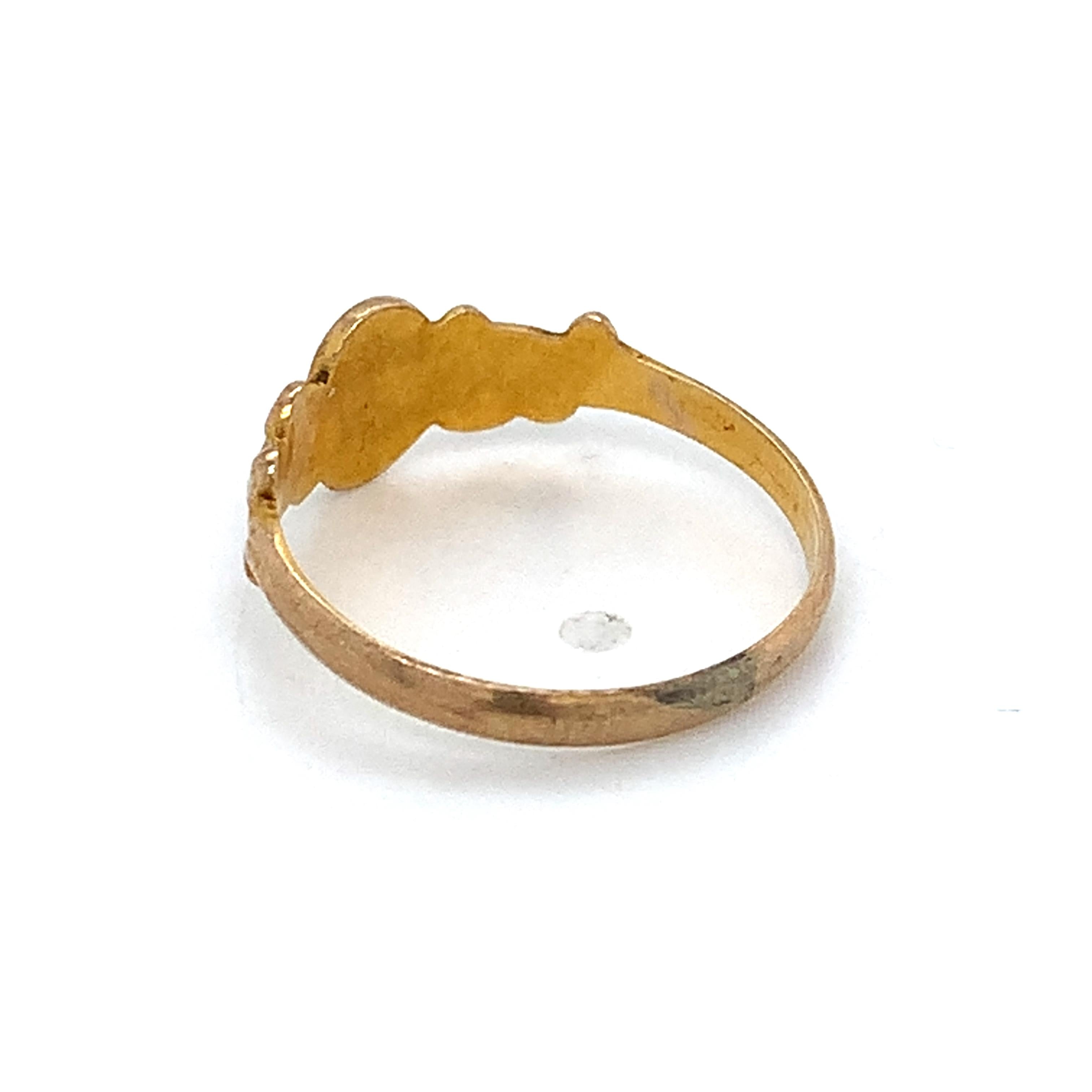 Victorian 14k Yellow Gold ELG Monogram Script Initial Engraved Ring Size 4