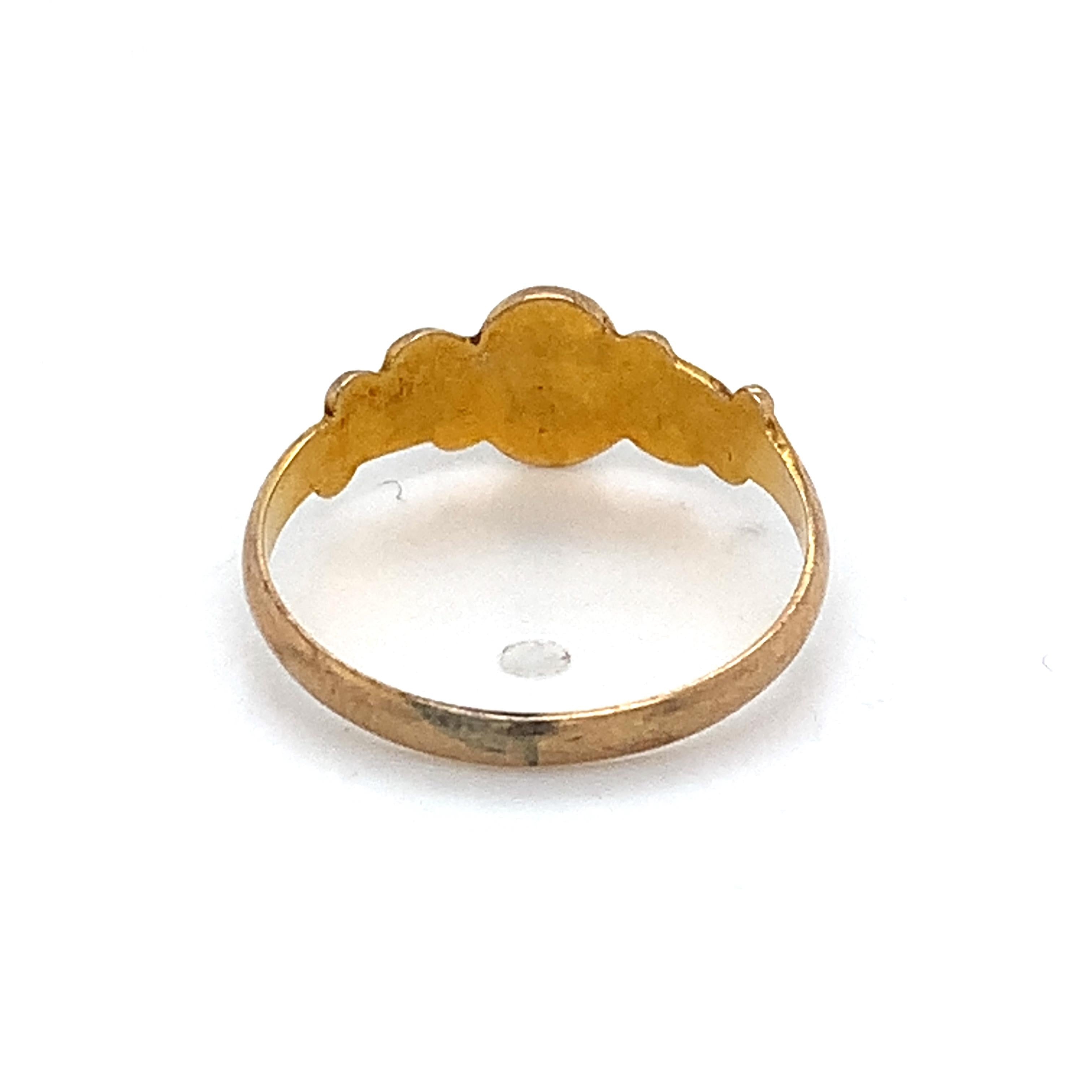 Victorian 14k Yellow Gold ELG Monogram Script Initial Engraved Ring Size 4