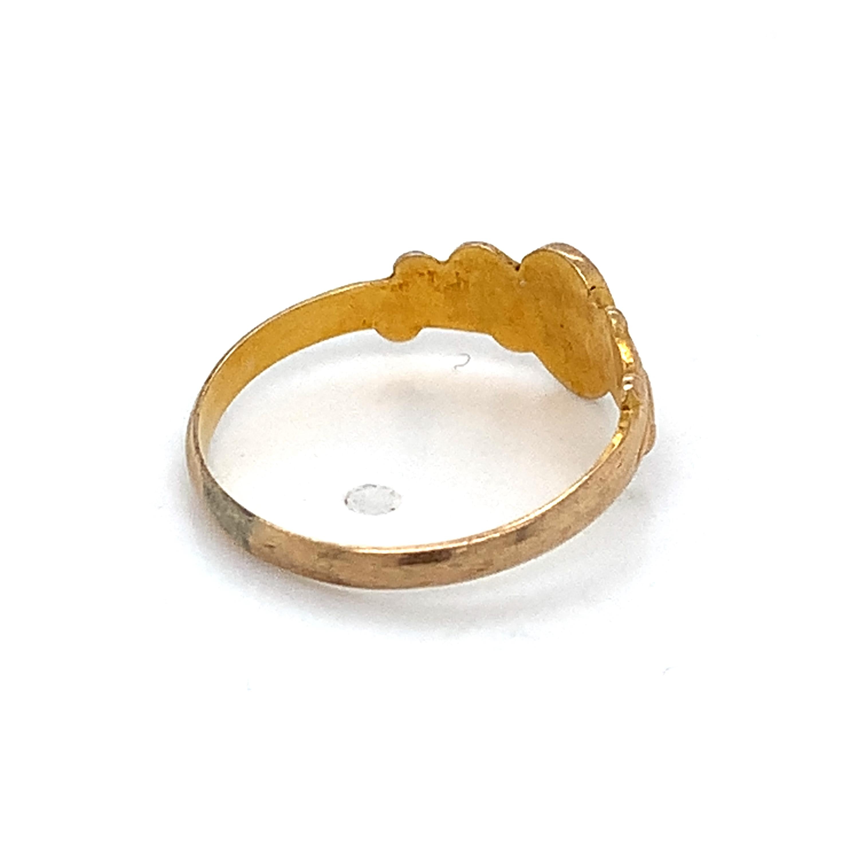 Victorian 14k Yellow Gold ELG Monogram Script Initial Engraved Ring Size 4