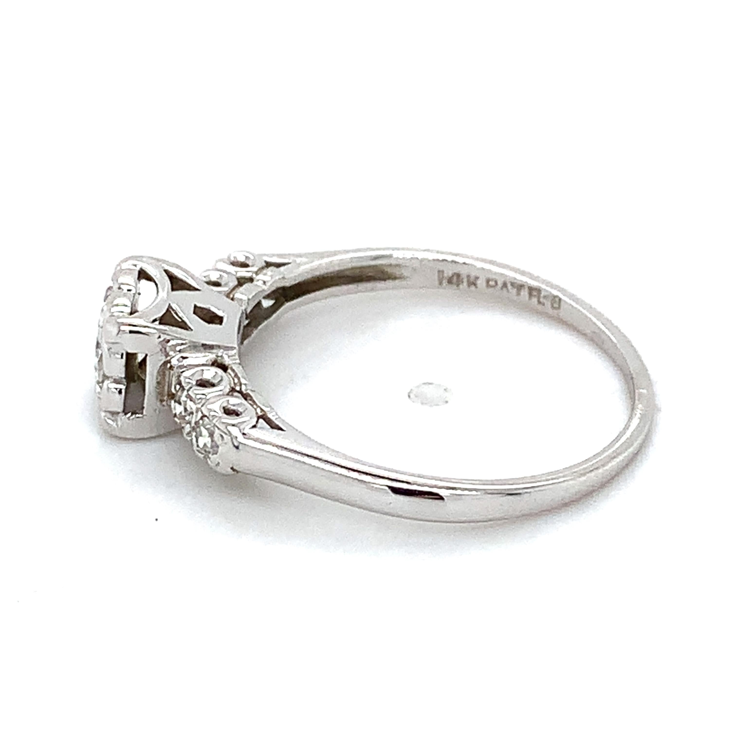 Vintage 14K White Gold Round White Diamond Buttercup Five Stone Ring Size 7