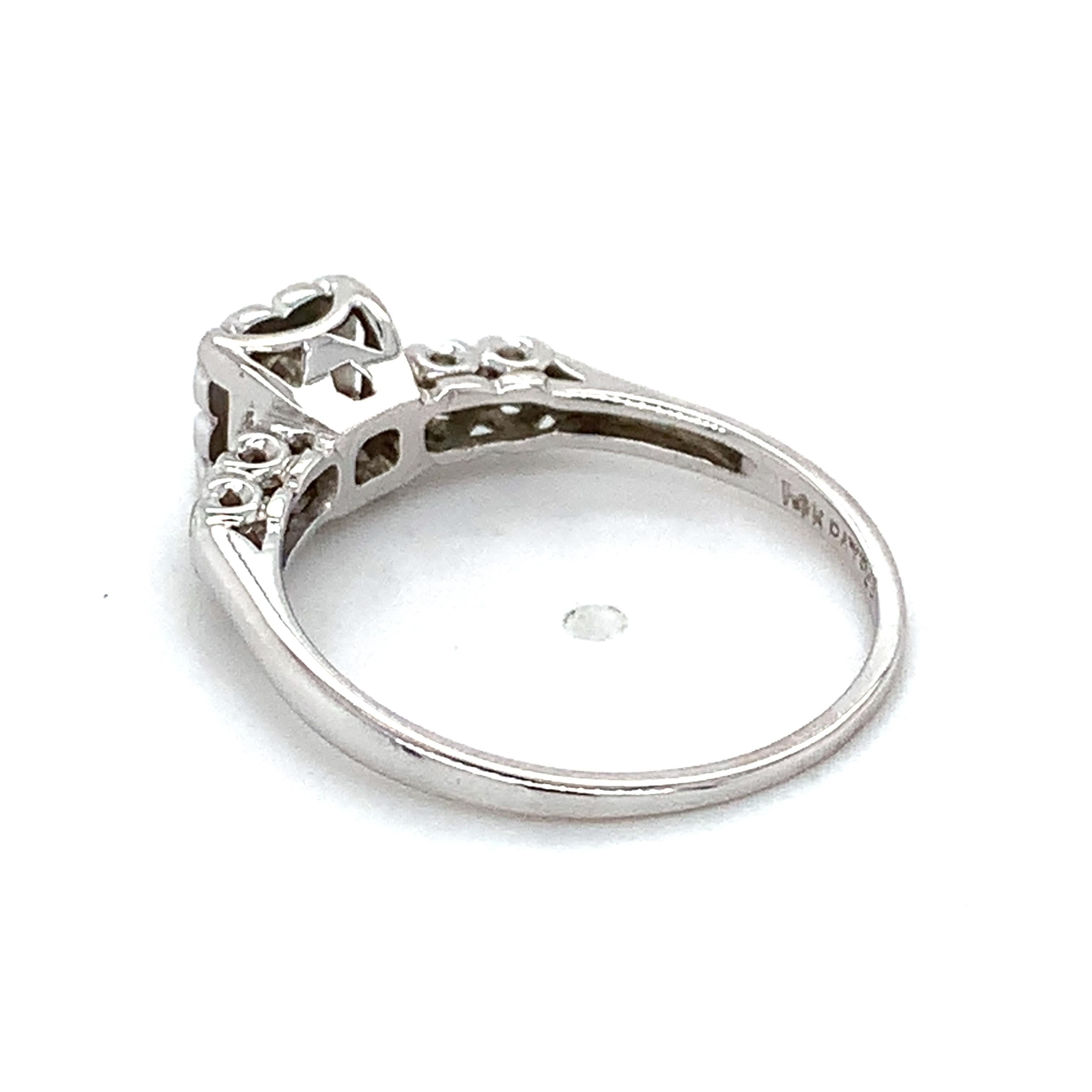 Vintage 14K White Gold Round White Diamond Buttercup Five Stone Ring Size 7