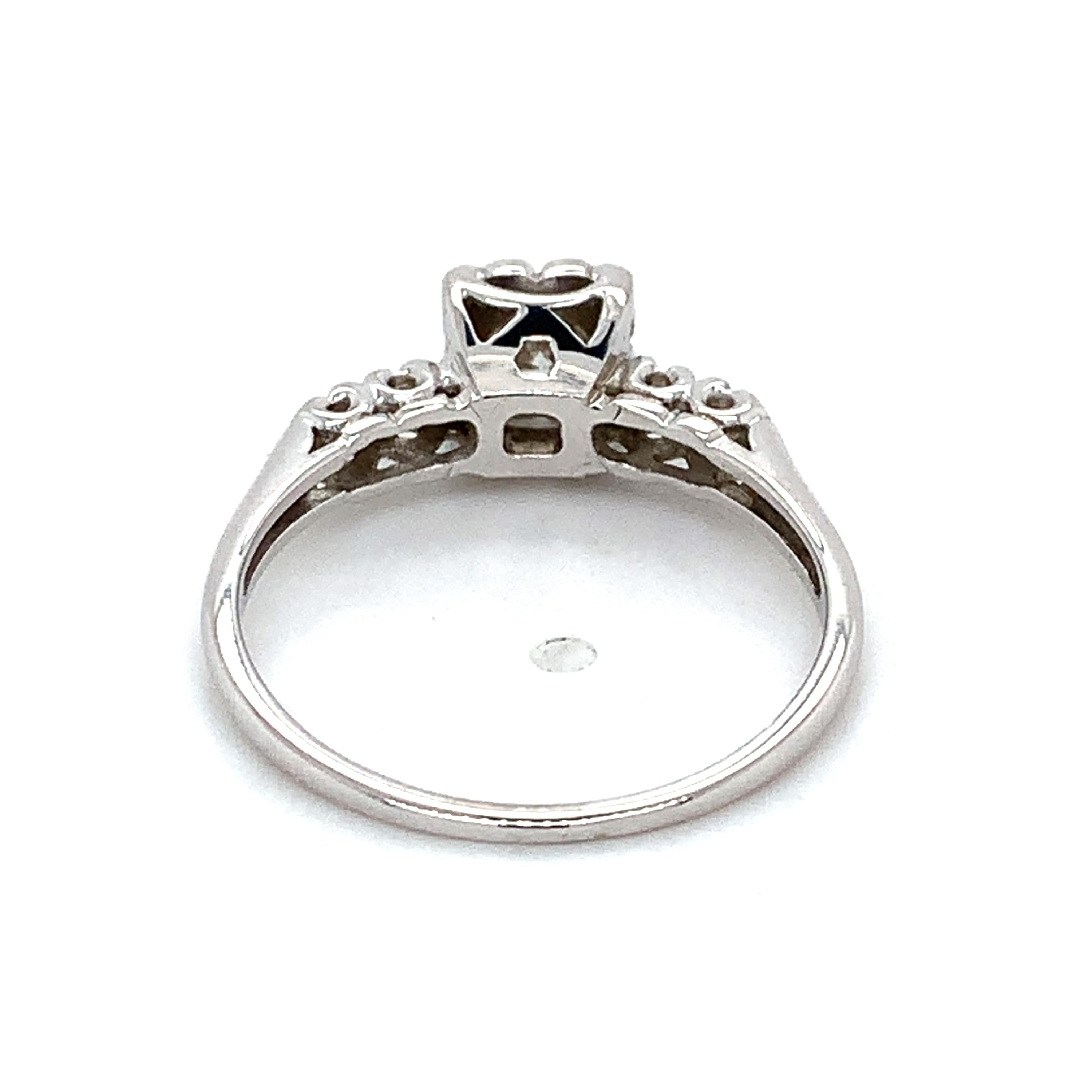 Vintage 14K White Gold Round White Diamond Buttercup Five Stone Ring Size 7