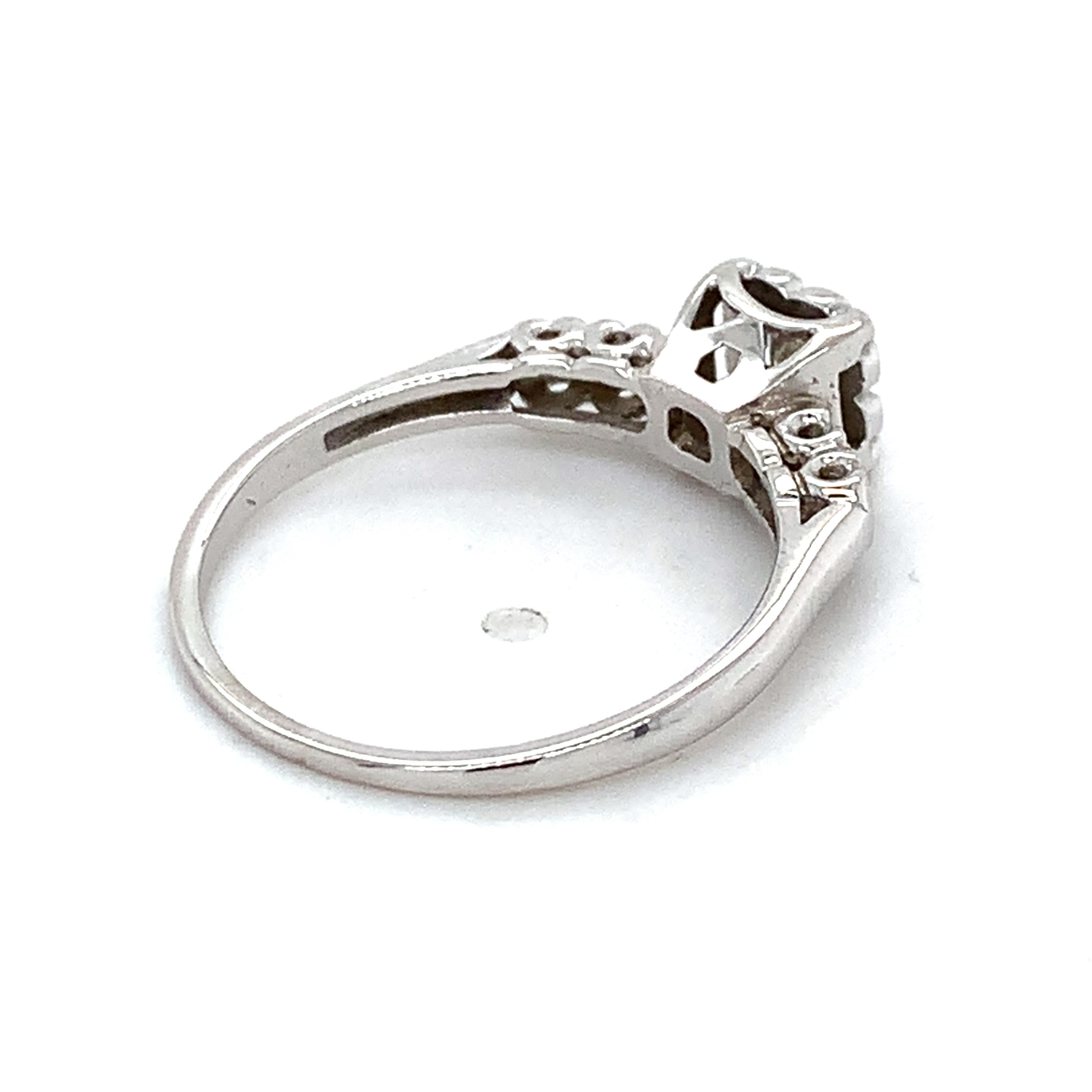 Vintage 14K White Gold Round White Diamond Buttercup Five Stone Ring Size 7