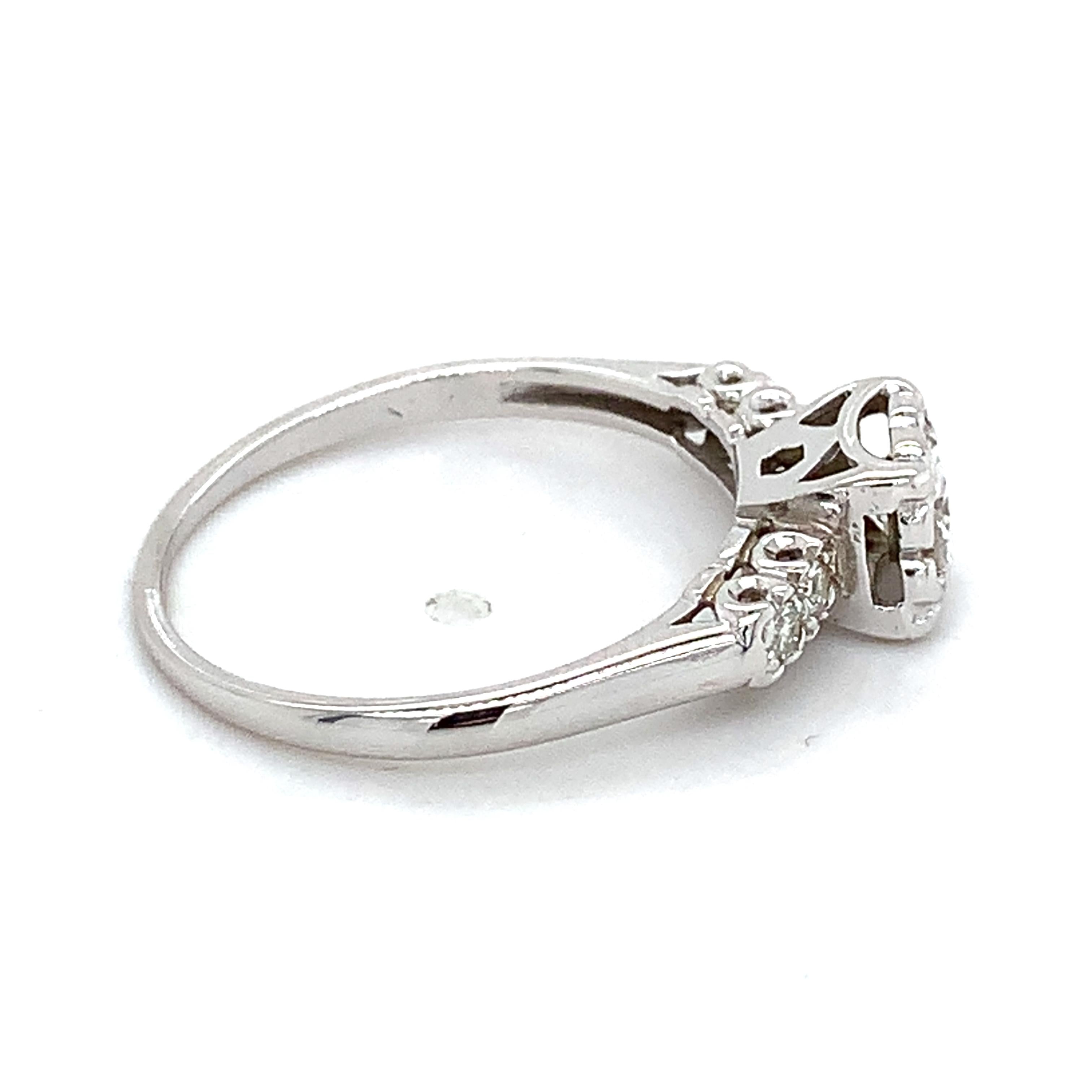 Vintage 14K White Gold Round White Diamond Buttercup Five Stone Ring Size 7