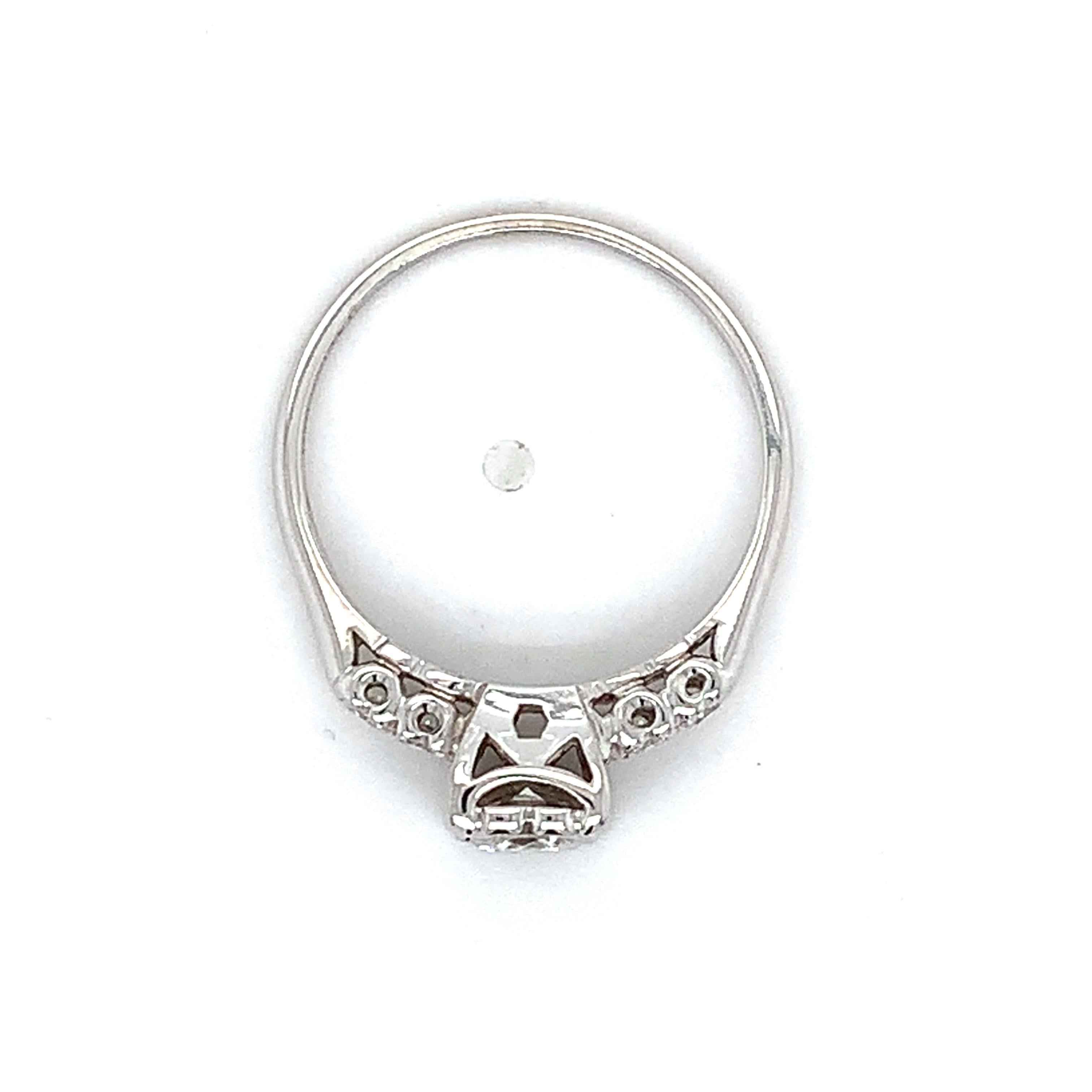 Vintage 14K White Gold Round White Diamond Buttercup Five Stone Ring Size 7