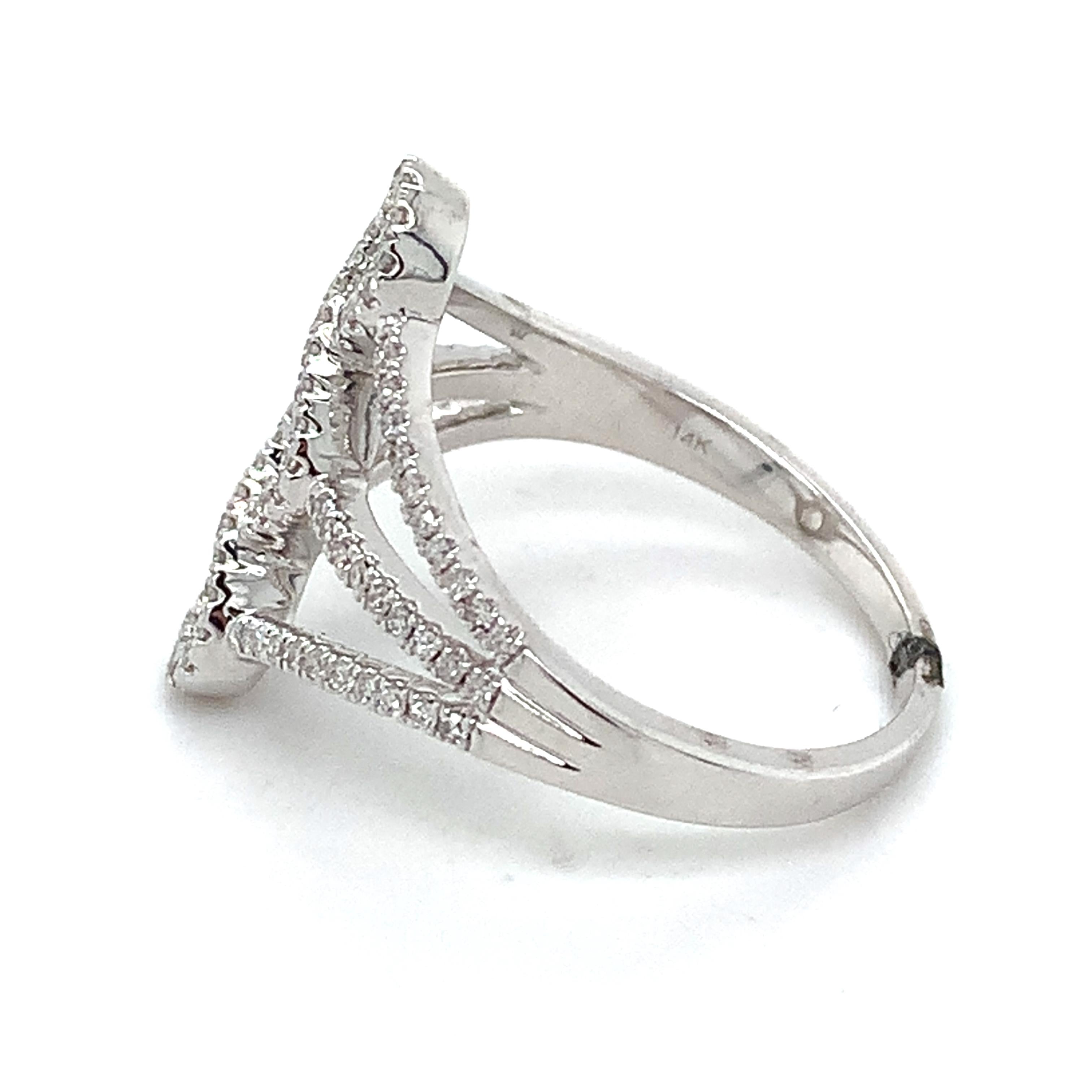 14k White Gold Pave .35CTW Single Cut Round Diamond Openwork Infinity Ring