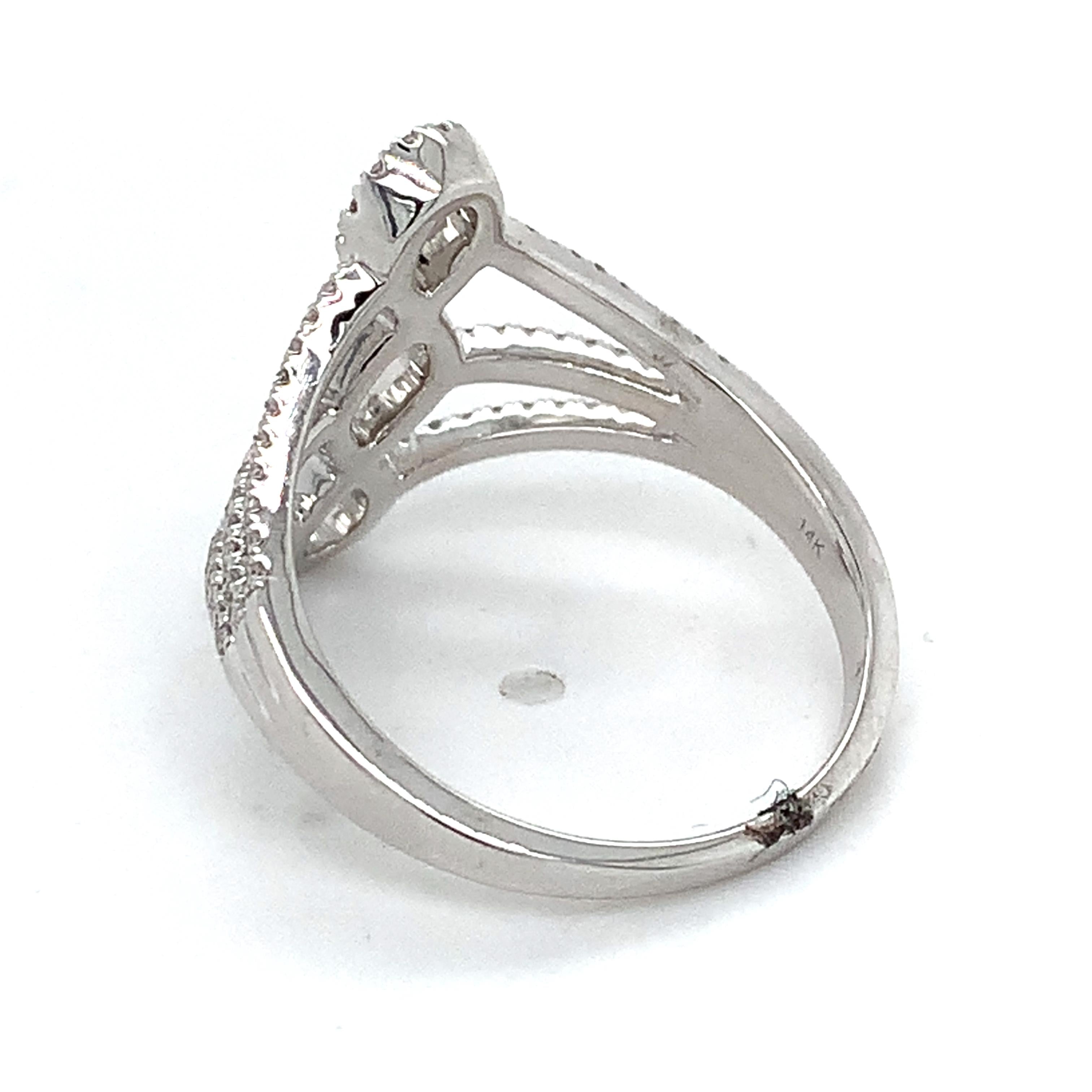 14k White Gold Pave .35CTW Single Cut Round Diamond Openwork Infinity Ring