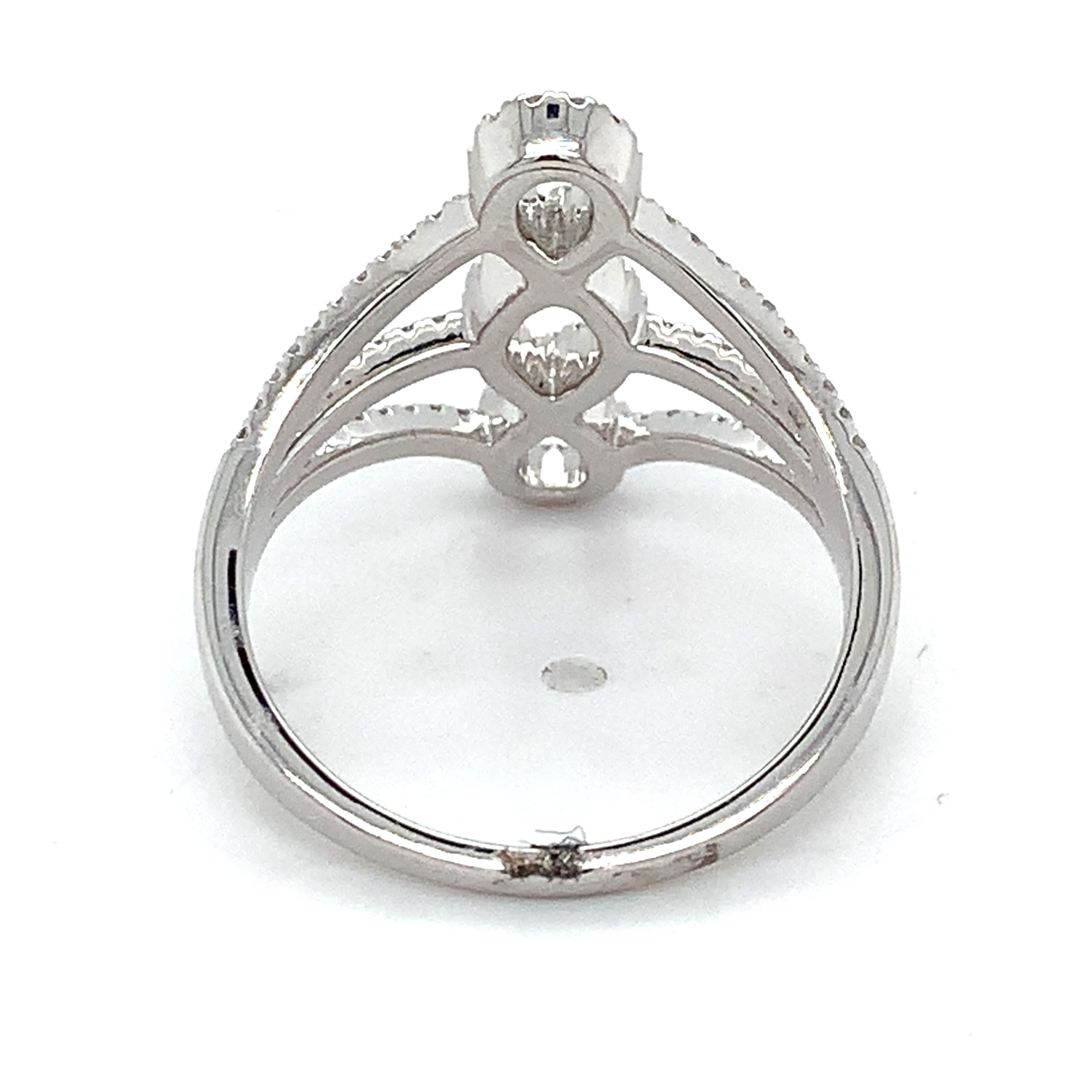 14k White Gold Pave .35CTW Single Cut Round Diamond Openwork Infinity Ring