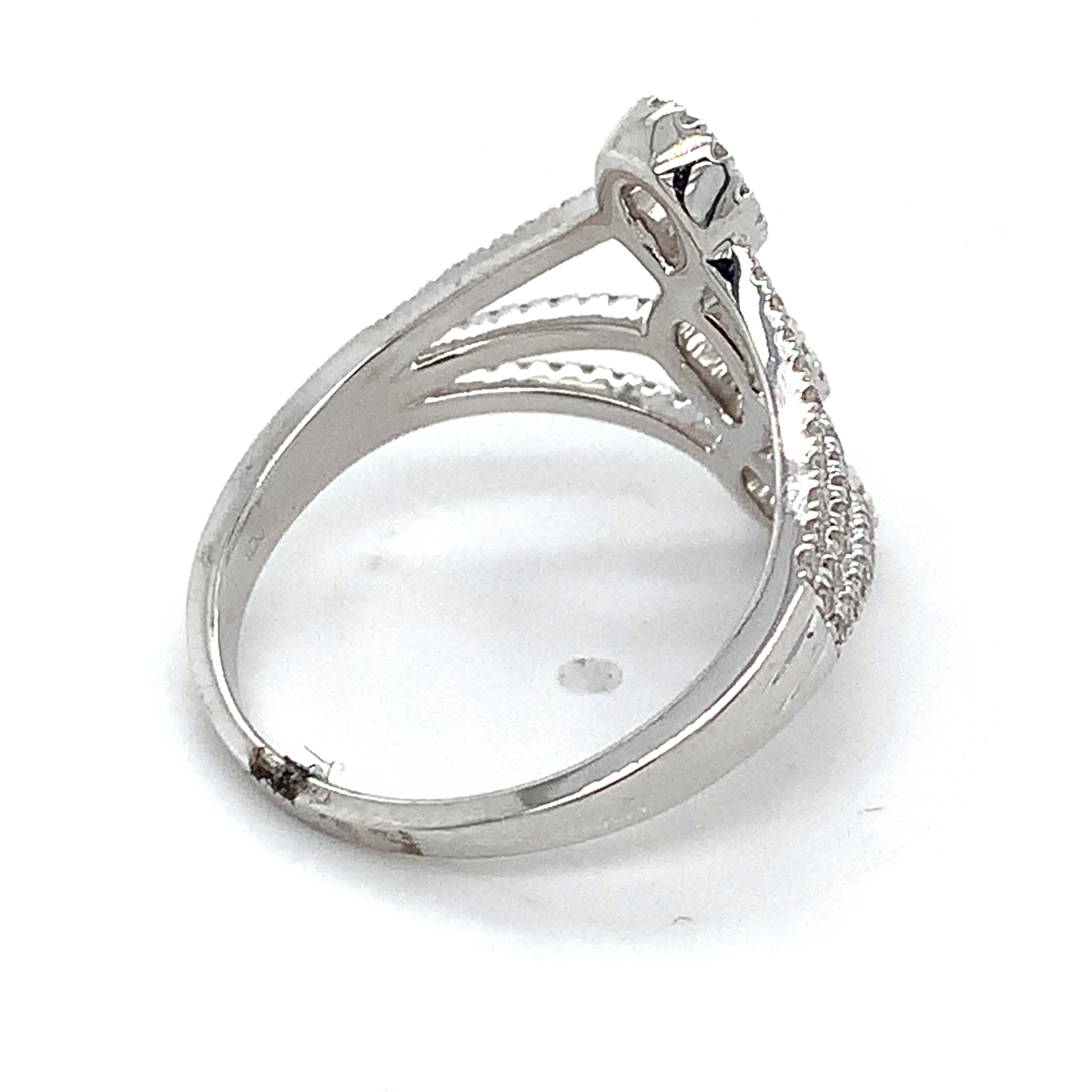 14k White Gold Pave .35CTW Single Cut Round Diamond Openwork Infinity Ring