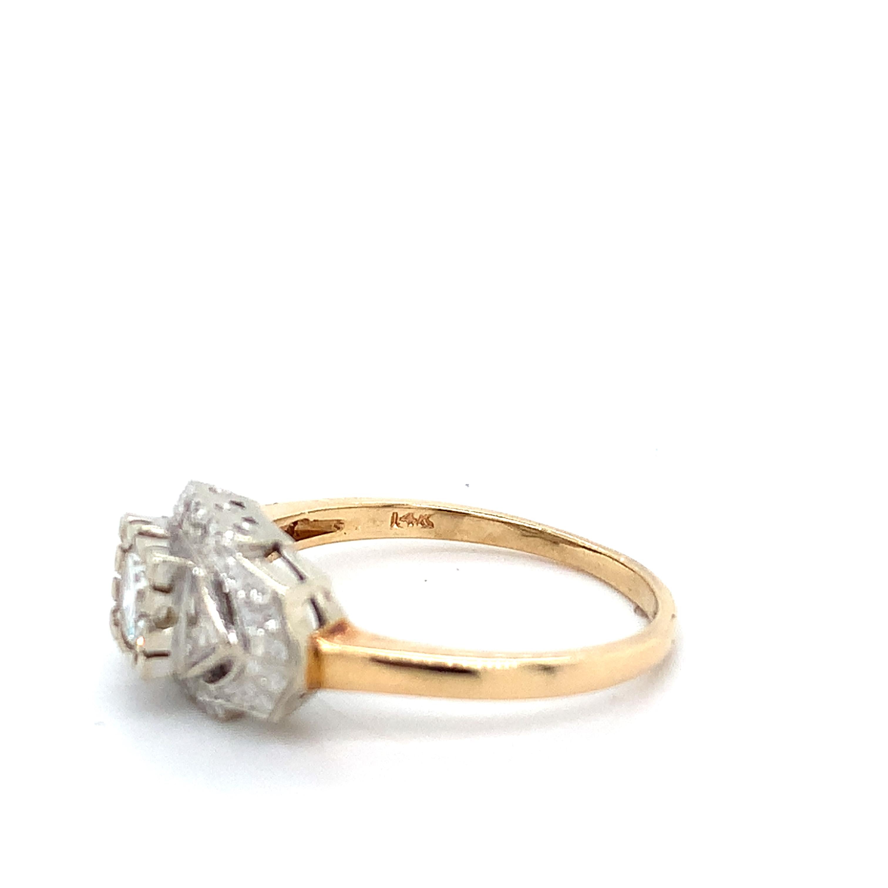 Vintage 14k Two Tone Round Diamond .40CT Engraved Milgrain Solitaire Ring