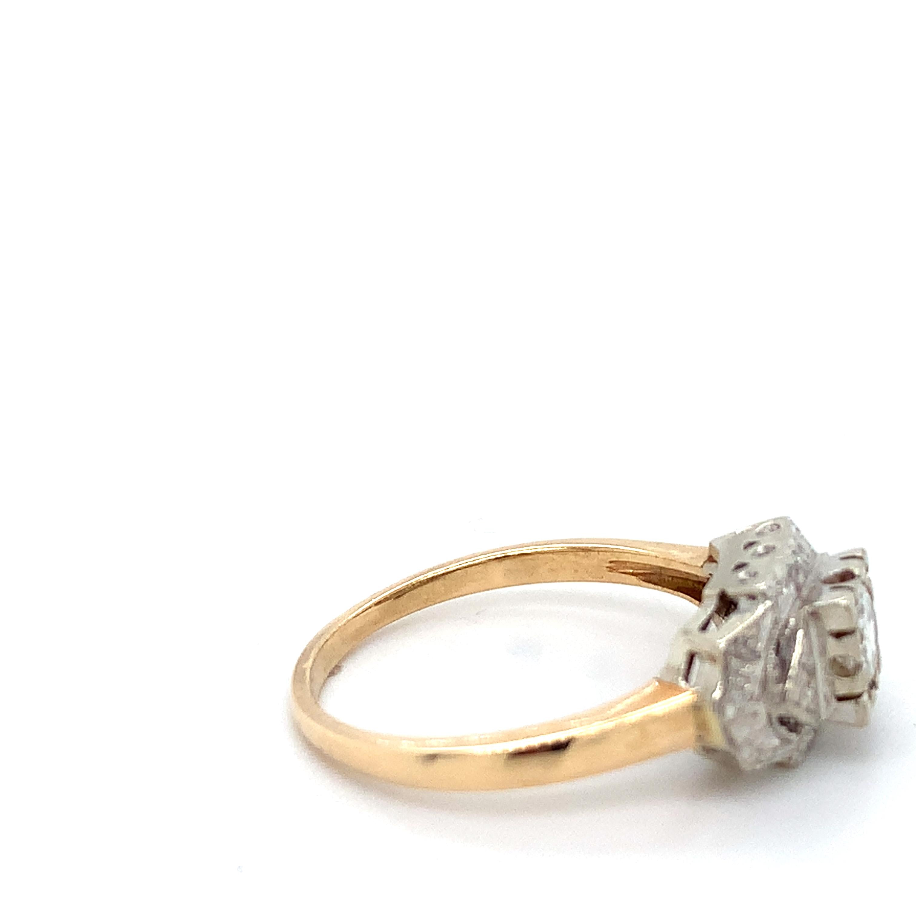 Vintage 14k Two Tone Round Diamond .40CT Engraved Milgrain Solitaire Ring