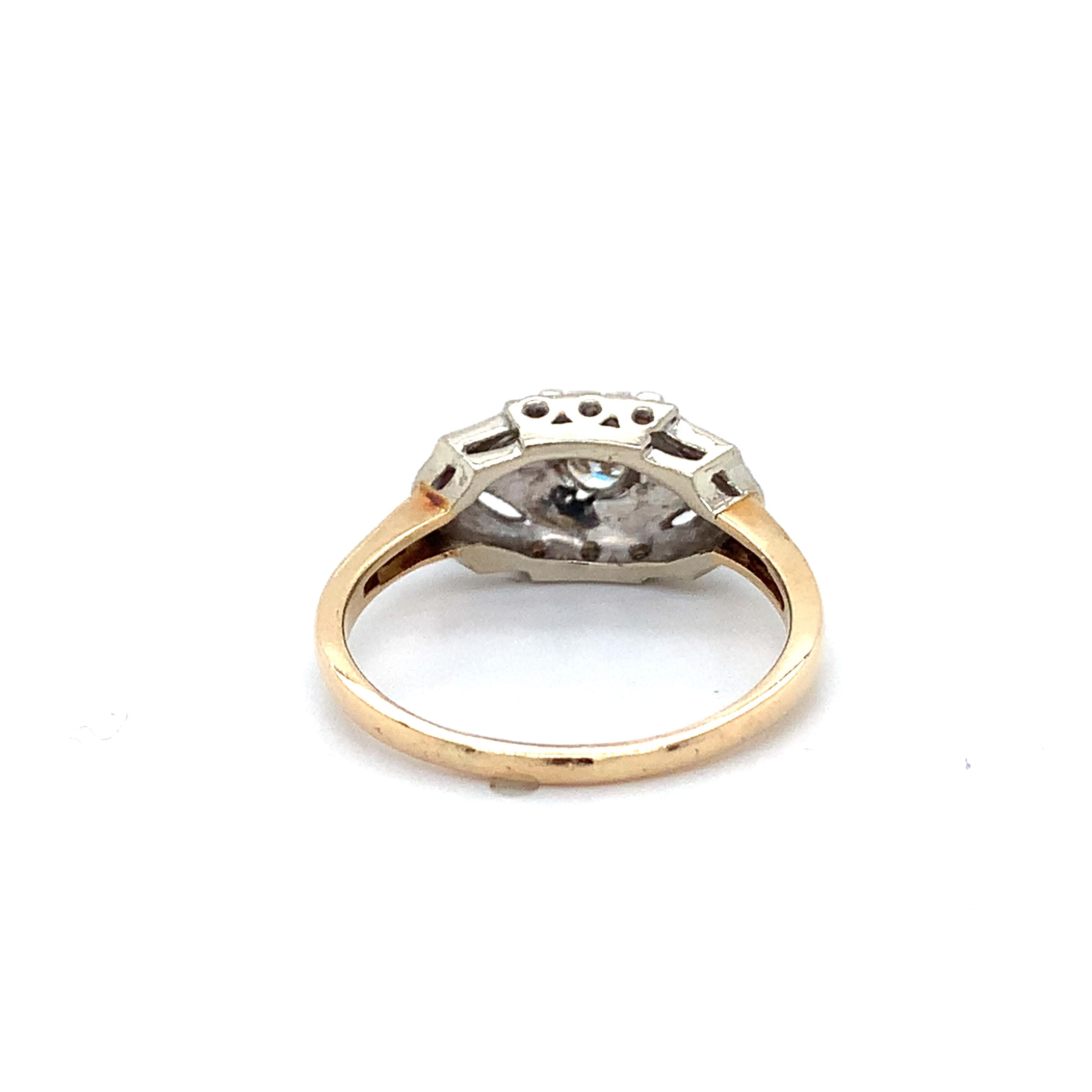 Vintage 14k Two Tone Round Diamond .40CT Engraved Milgrain Solitaire Ring