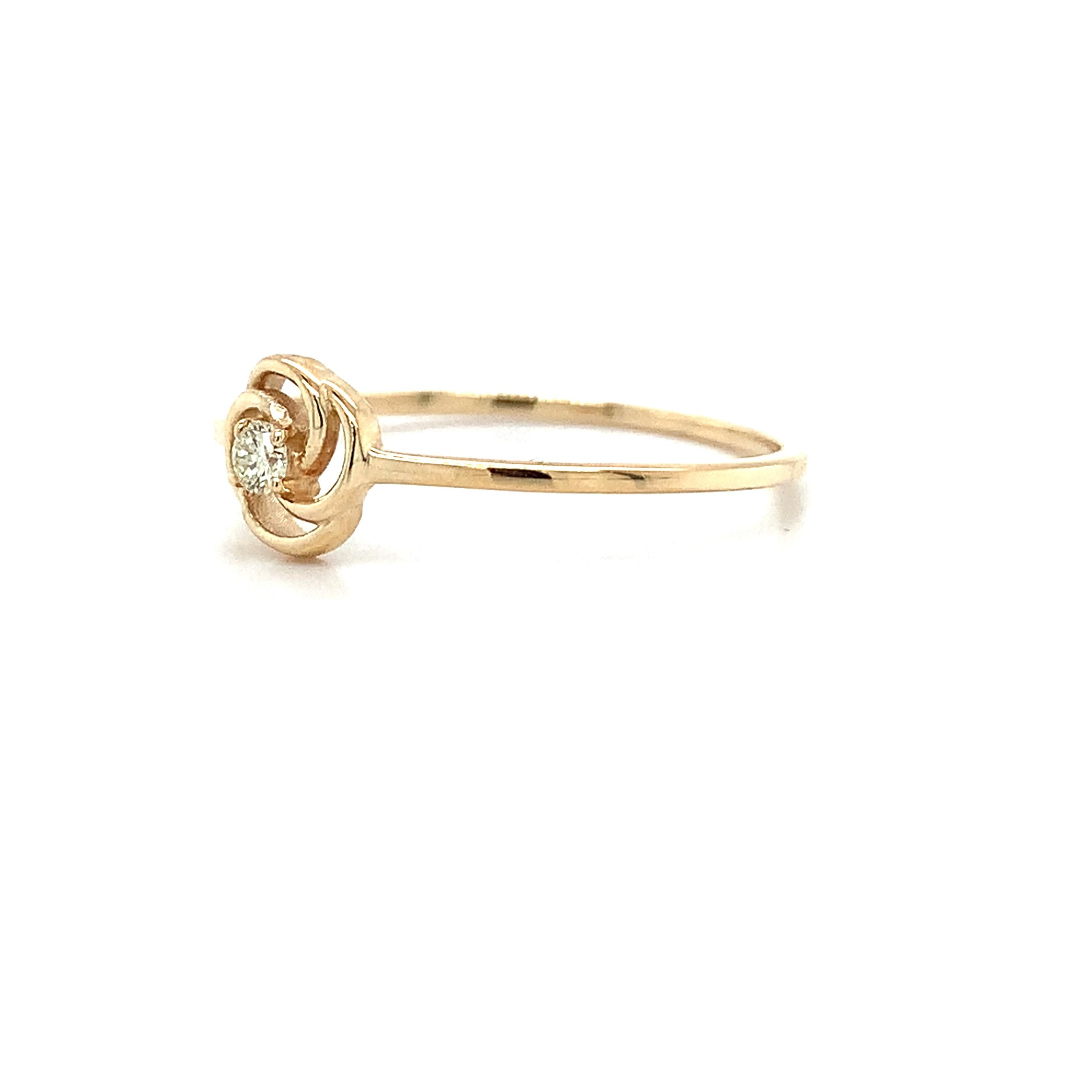 Vintage 10K Yellow Gold Single Cut Diamond Infinity Love Knot Ring Size 8.25
