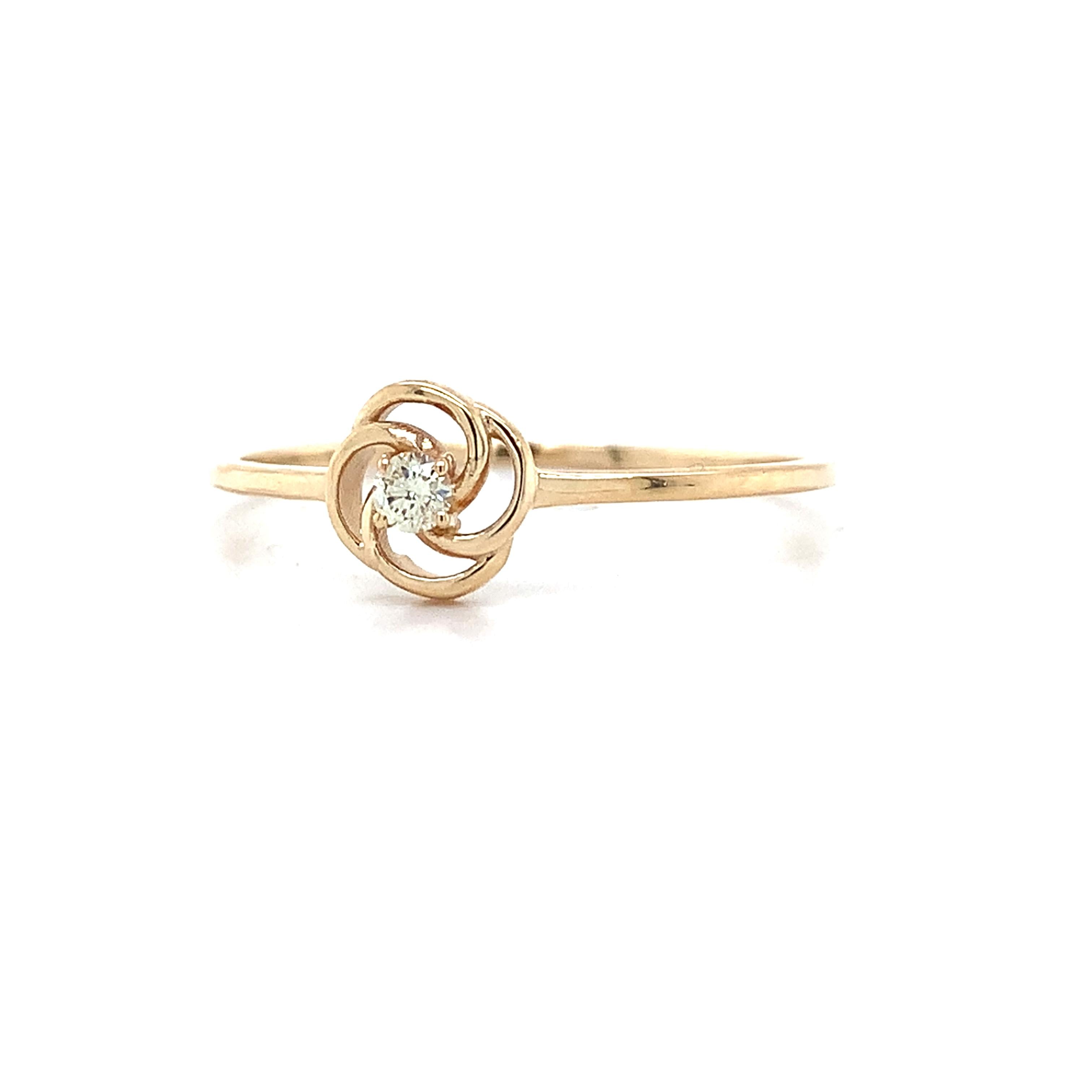 Vintage 10K Yellow Gold Single Cut Diamond Infinity Love Knot Ring Size 8.25