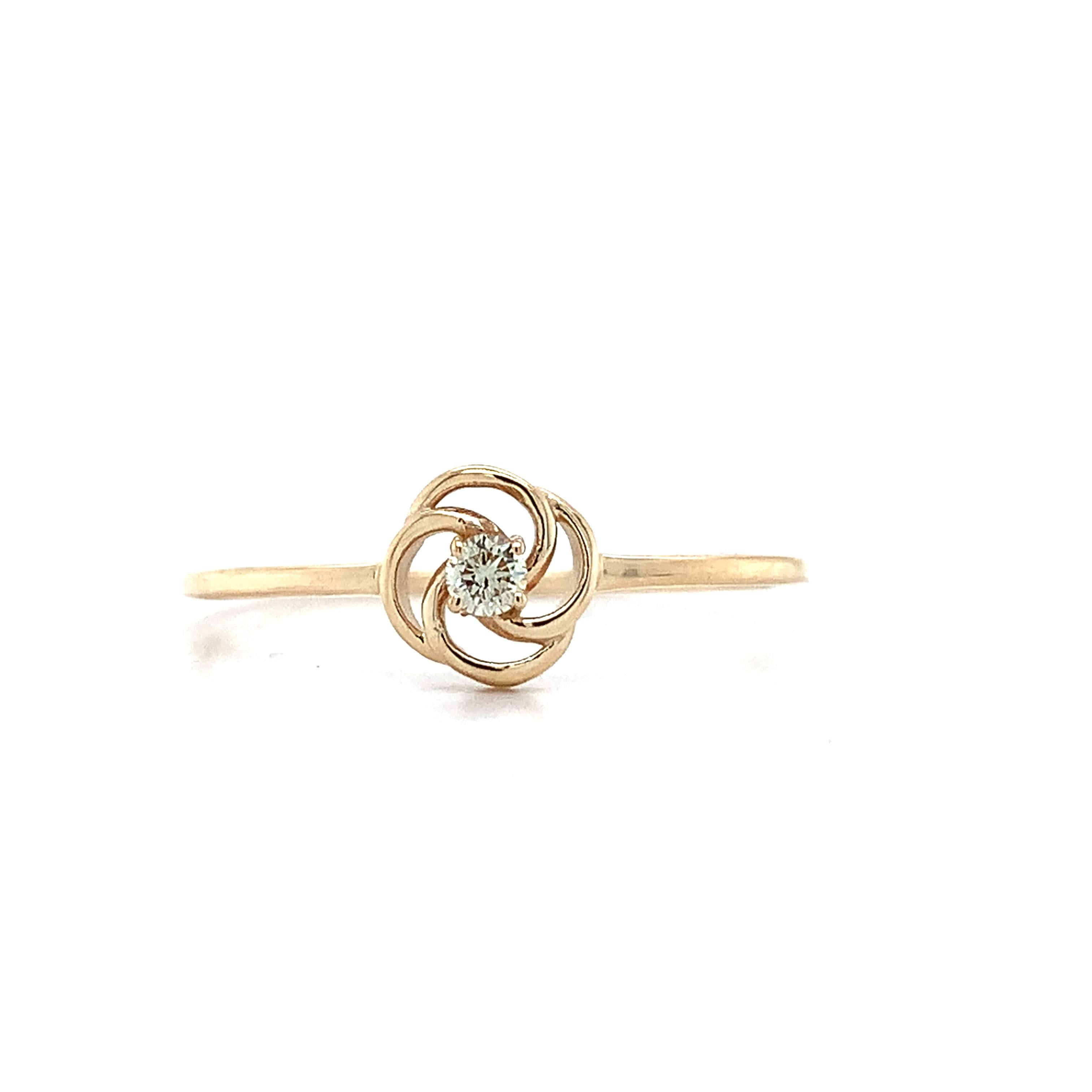 Vintage 10K Yellow Gold Single Cut Diamond Infinity Love Knot Ring Size 8.25