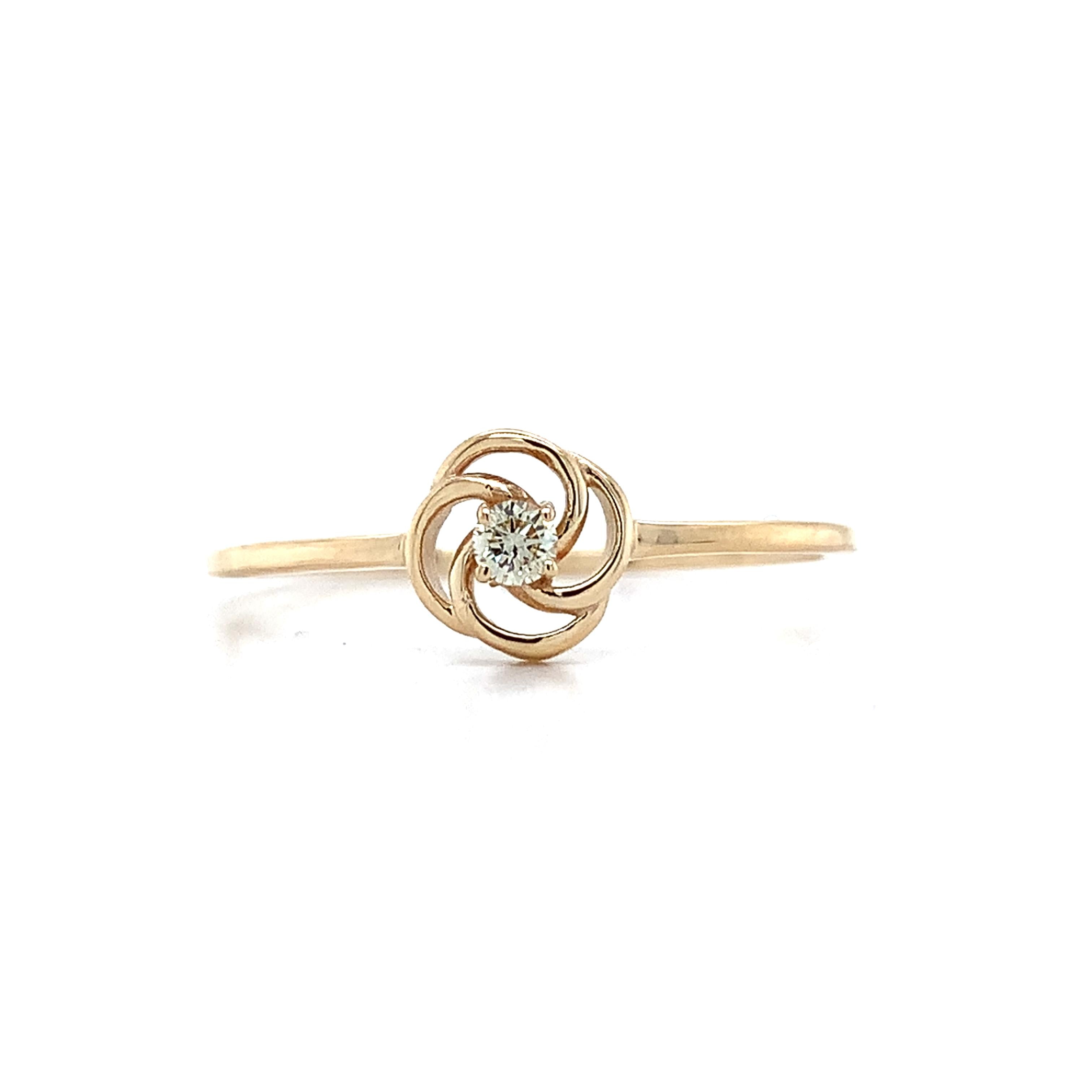 Vintage 10K Yellow Gold Single Cut Diamond Infinity Love Knot Ring Size 8.25