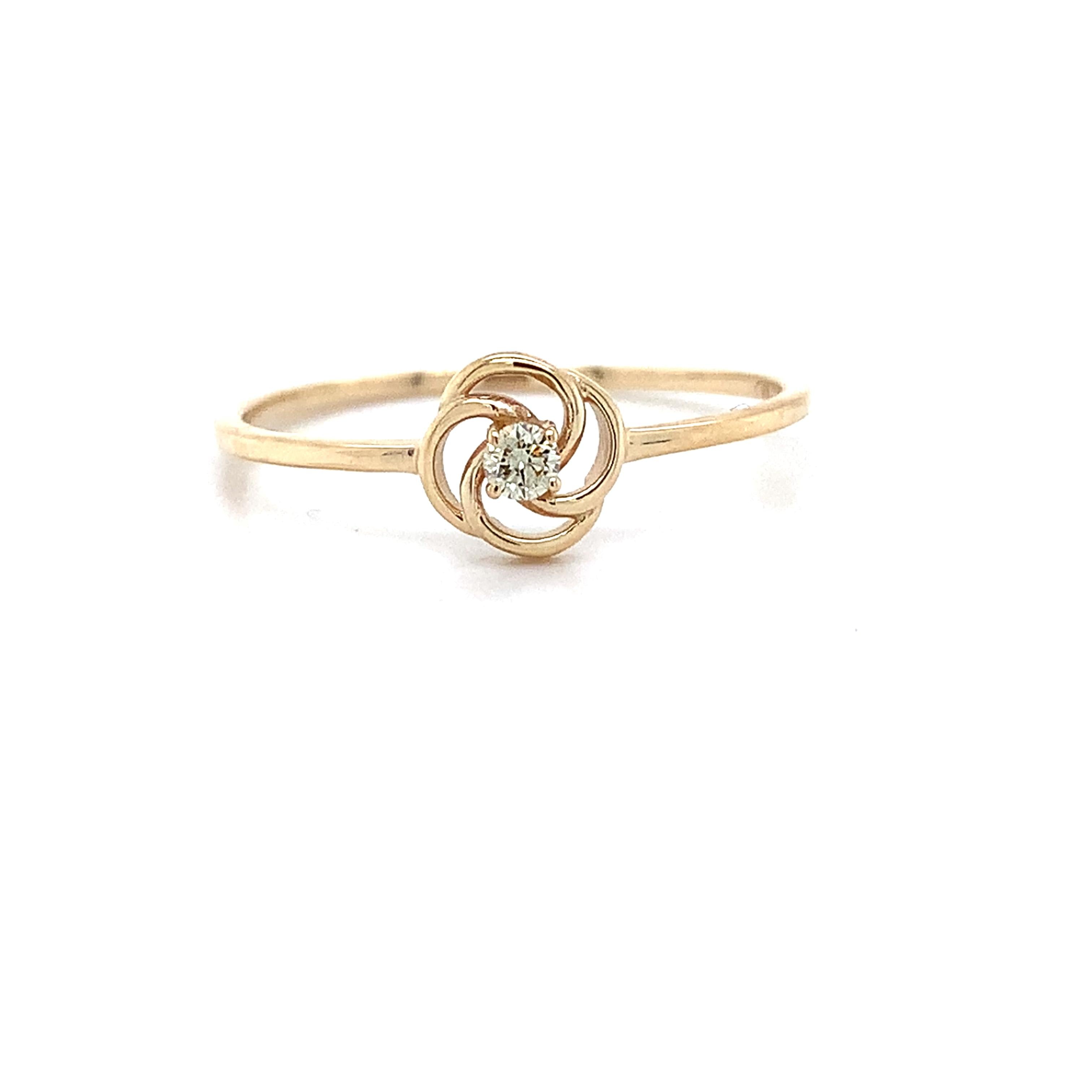 Vintage 10K Yellow Gold Single Cut Diamond Infinity Love Knot Ring Size 8.25