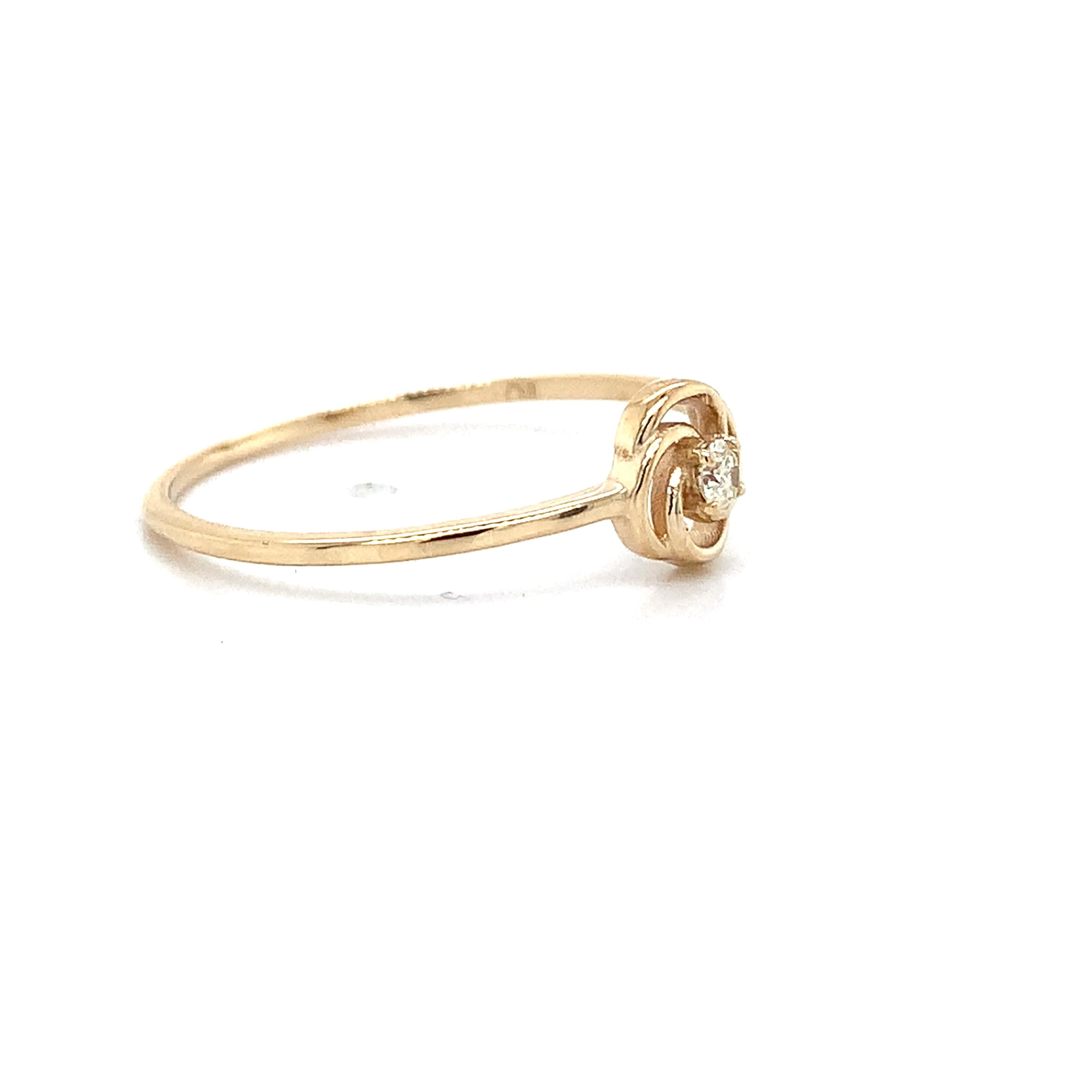Vintage 10K Yellow Gold Single Cut Diamond Infinity Love Knot Ring Size 8.25