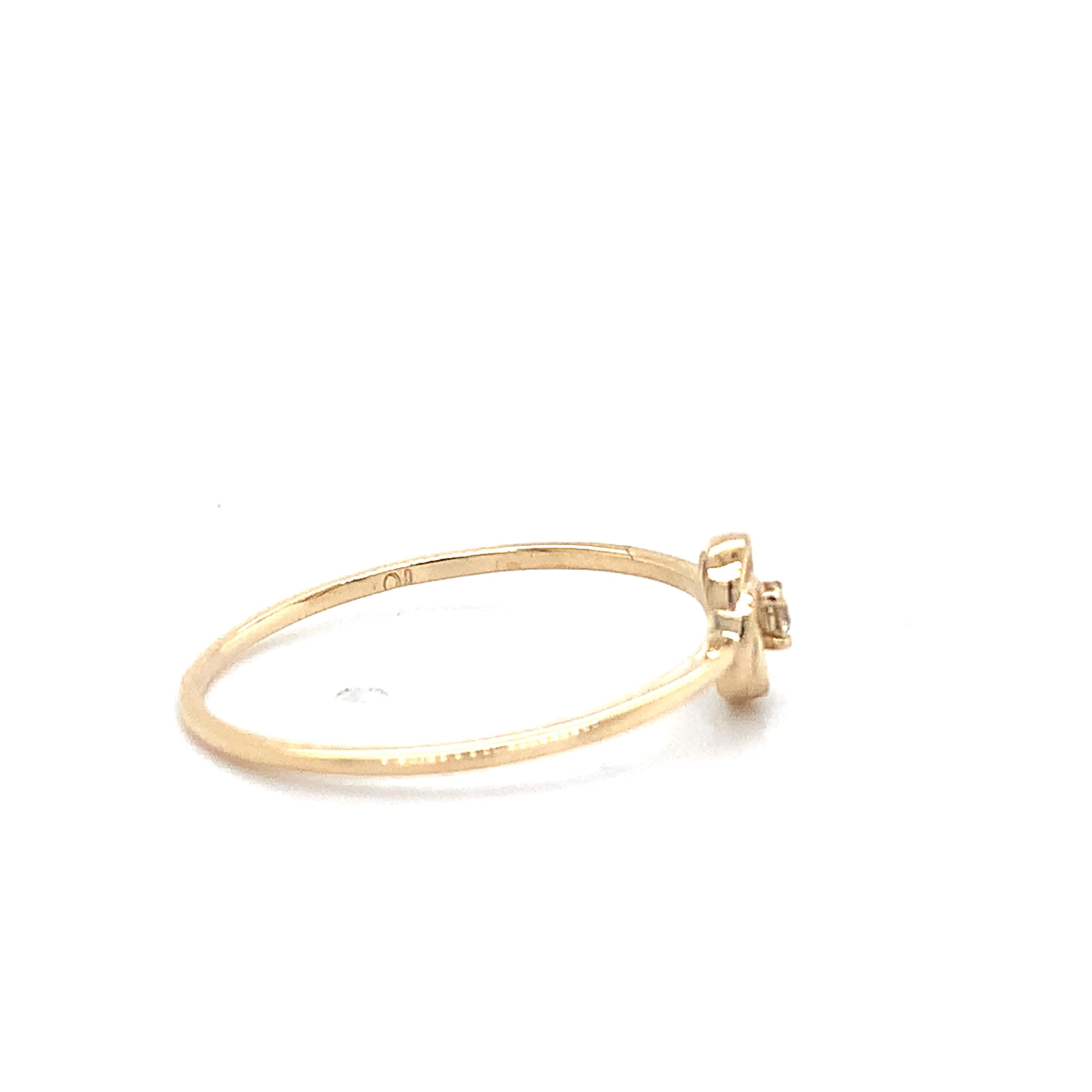 Vintage 10K Yellow Gold Single Cut Diamond Infinity Love Knot Ring Size 8.25