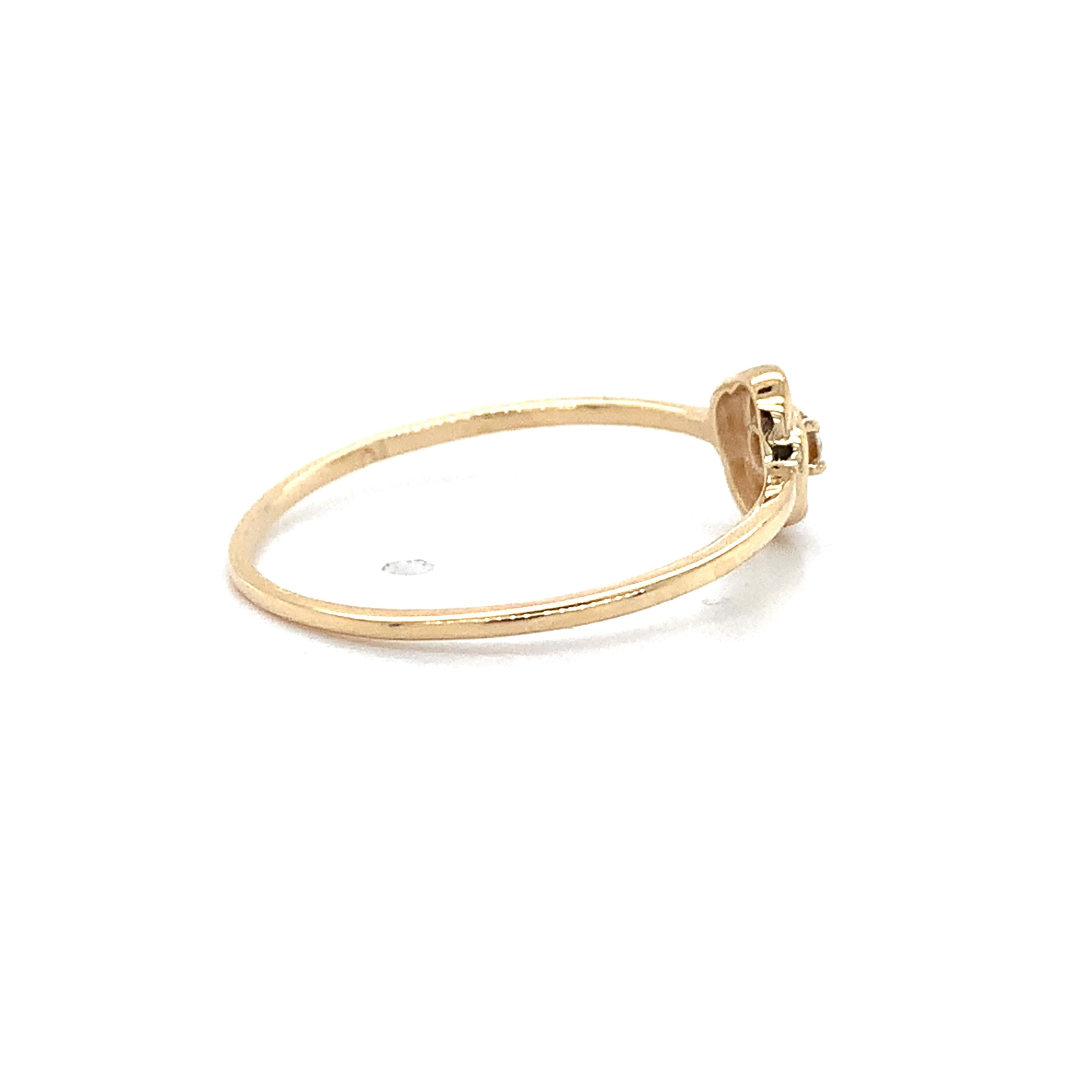 Vintage 10K Yellow Gold Single Cut Diamond Infinity Love Knot Ring Size 8.25