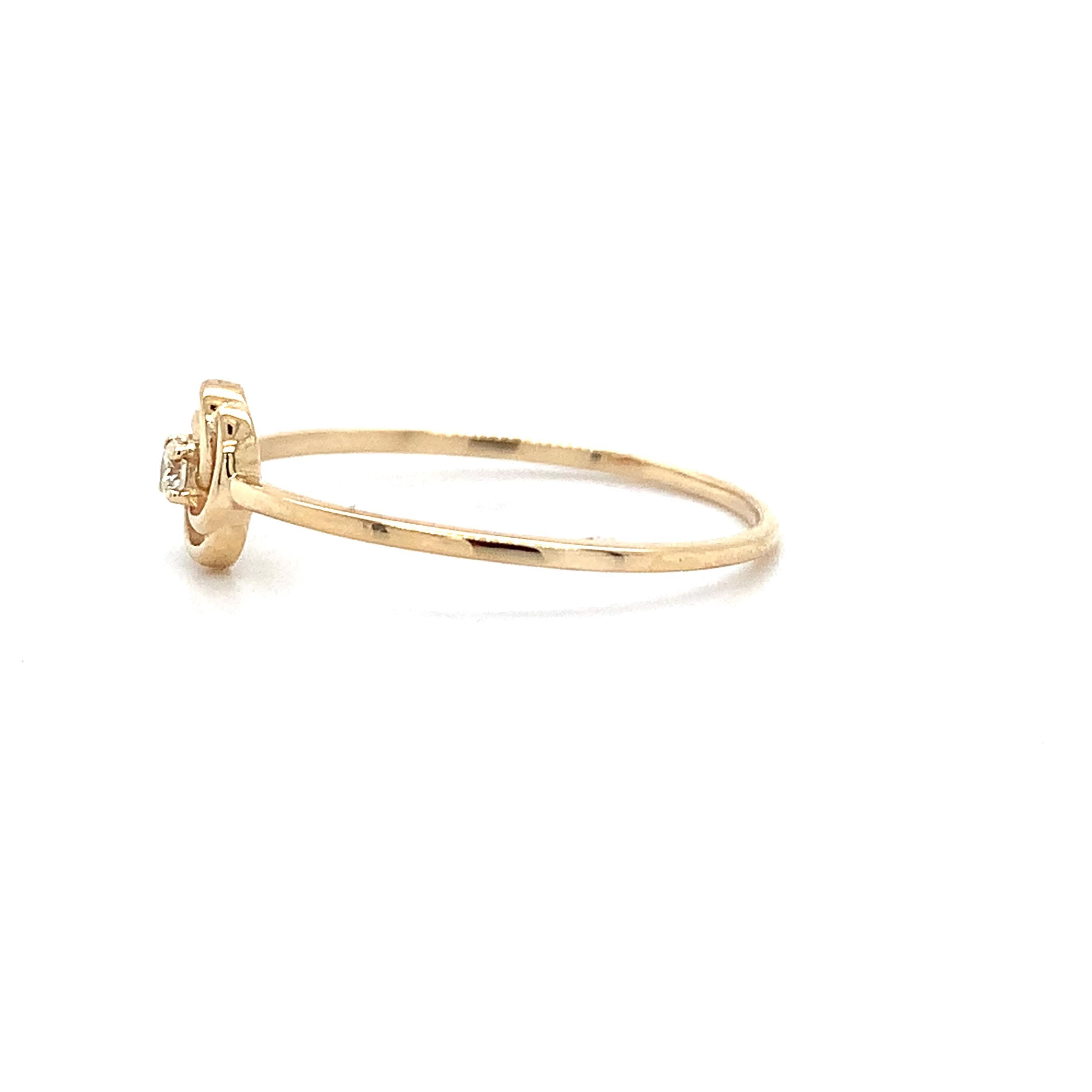 Vintage 10K Yellow Gold Single Cut Diamond Infinity Love Knot Ring Size 8.25