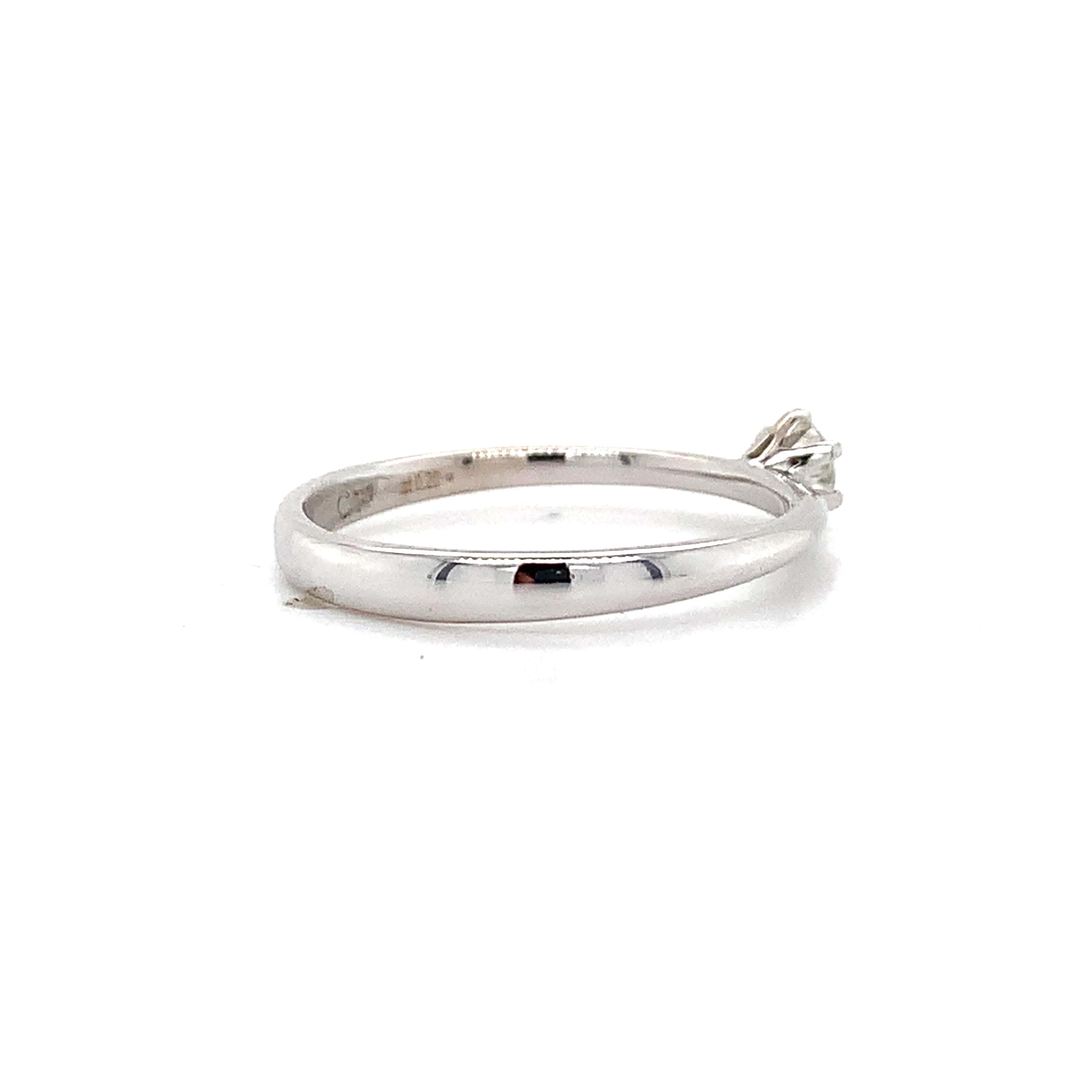 18K White Gold 6 Prongs .20CTW Round Cut Diamond Slender Solitaire Ring Size 5.5