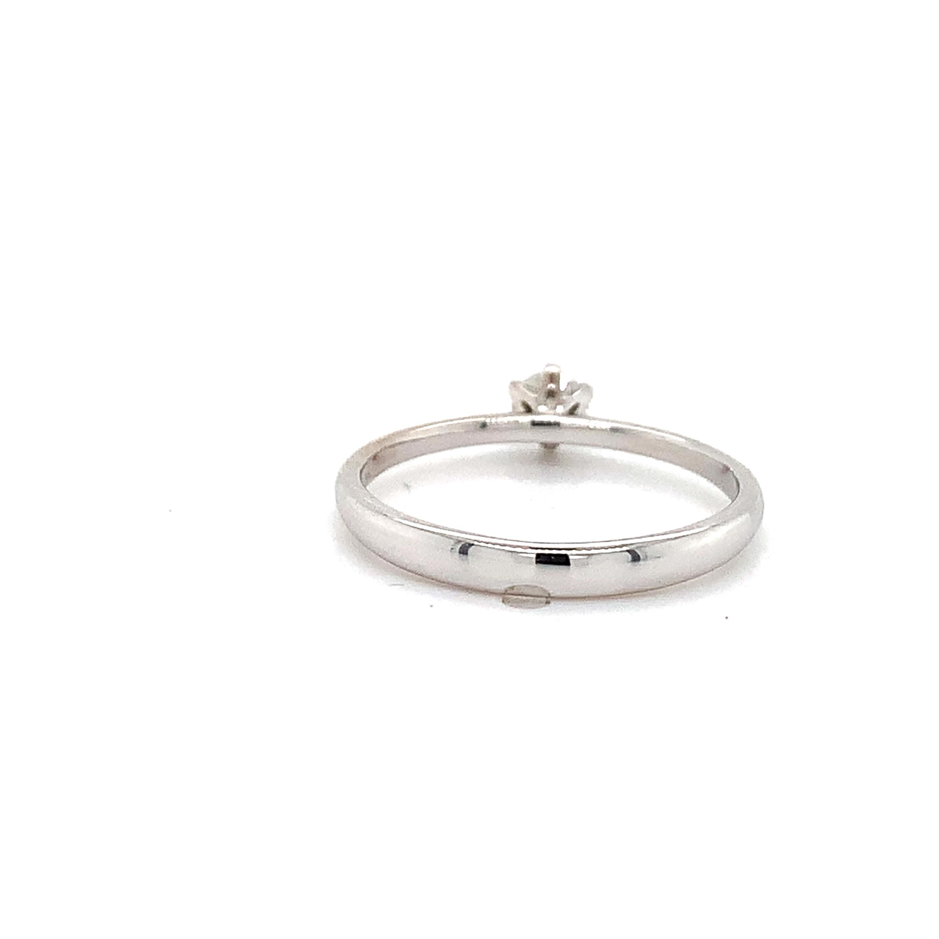 18K White Gold 6 Prongs .20CTW Round Cut Diamond Slender Solitaire Ring Size 5.5
