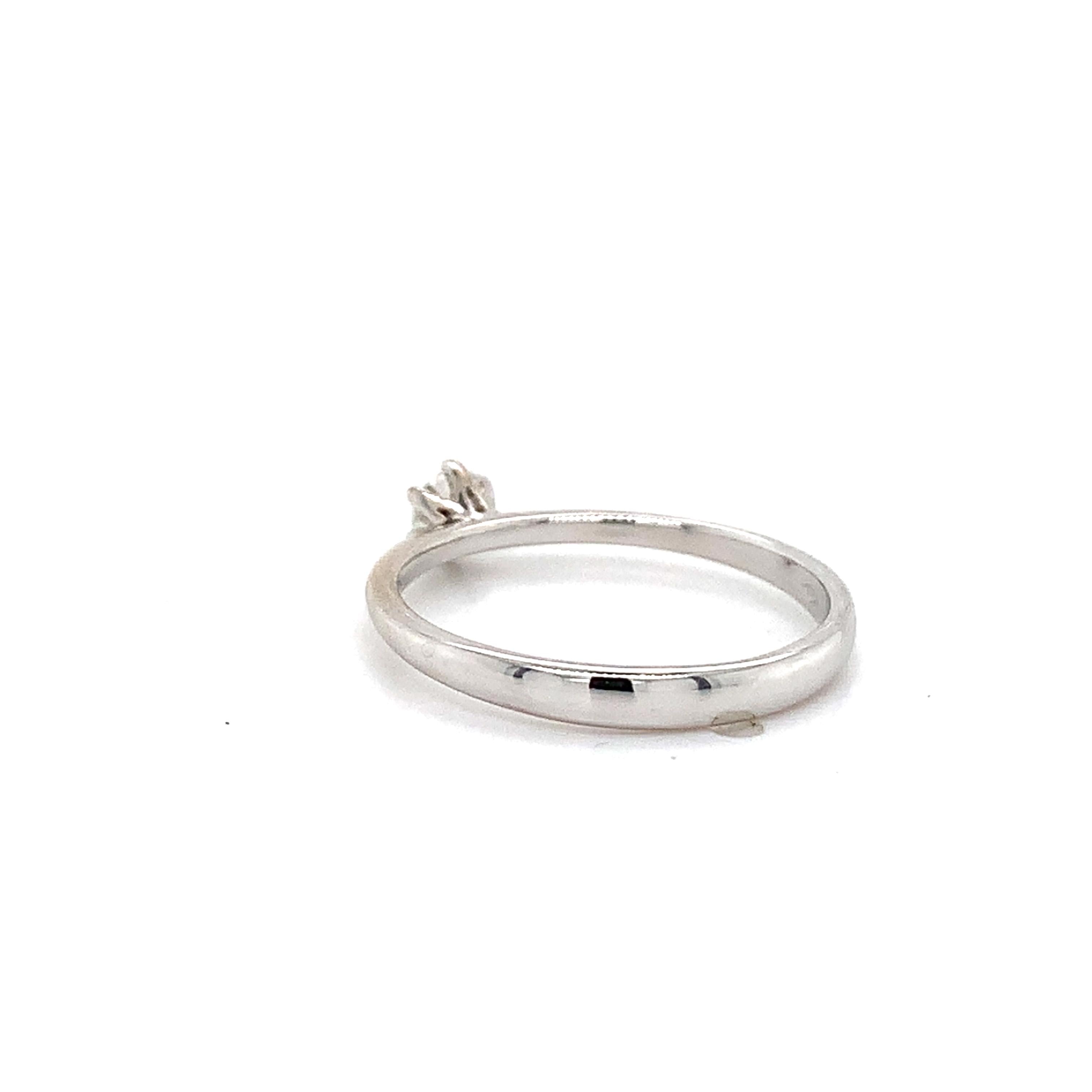 18K White Gold 6 Prongs .20CTW Round Cut Diamond Slender Solitaire Ring Size 5.5