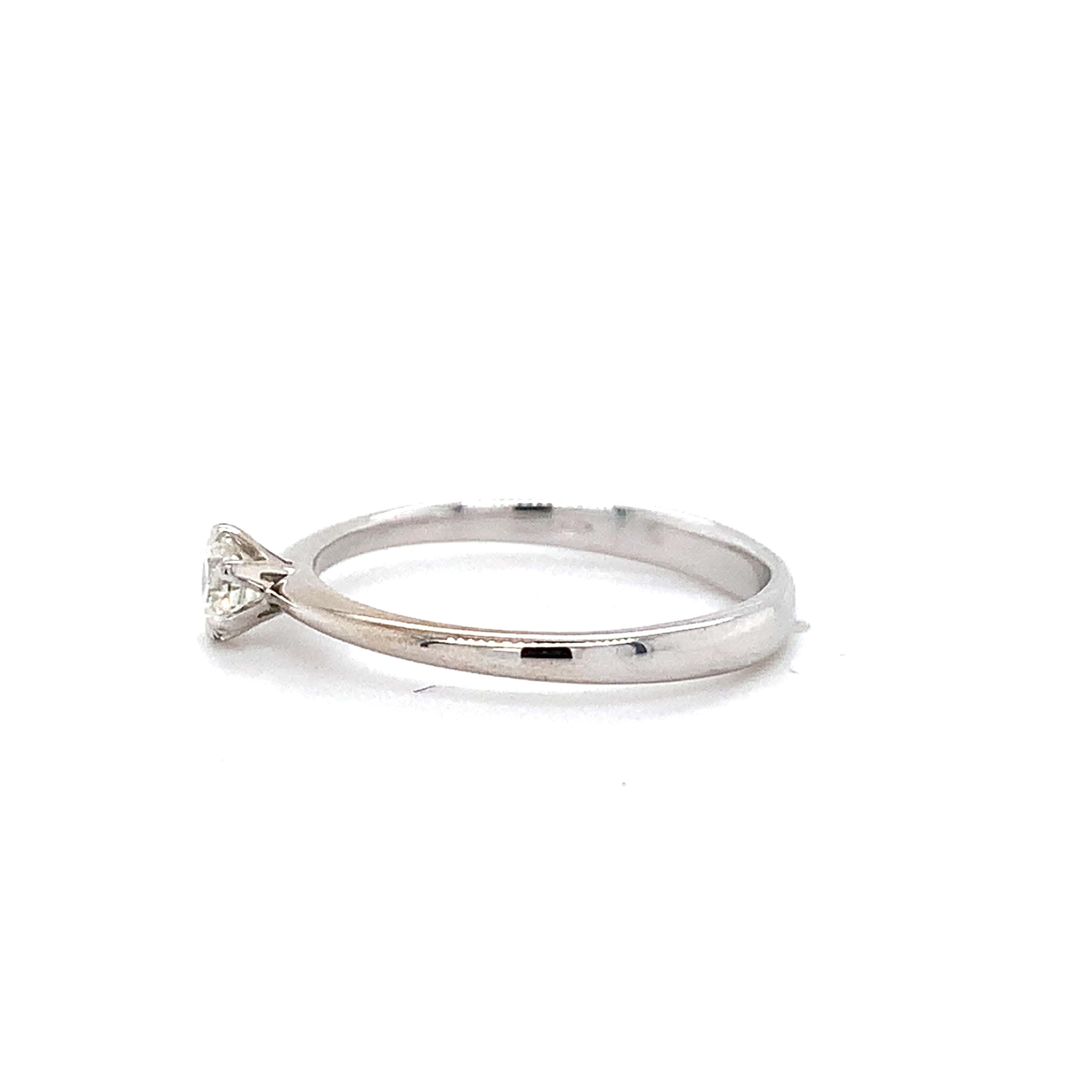 18K White Gold 6 Prongs .20CTW Round Cut Diamond Slender Solitaire Ring Size 5.5