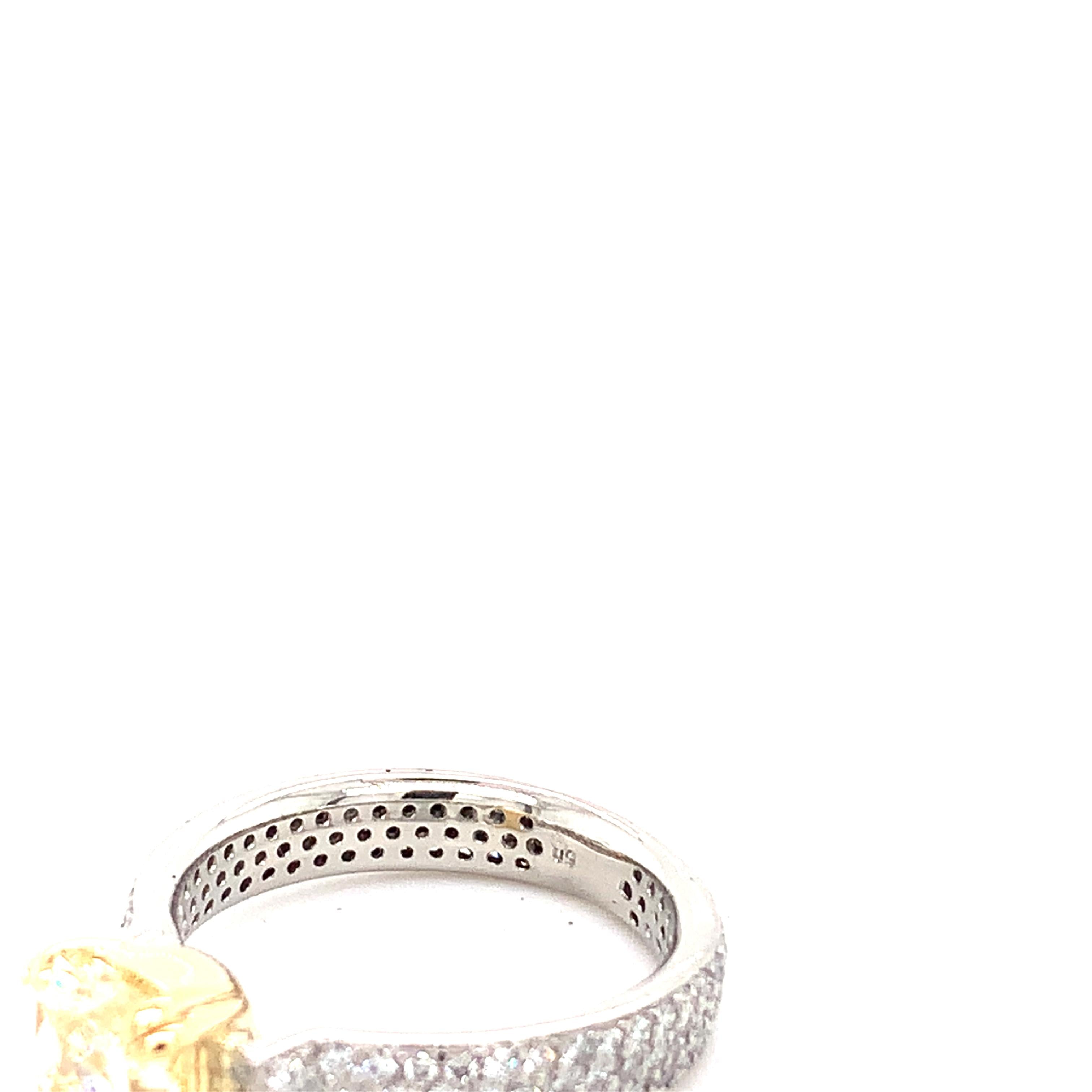 Platinum & 18K Yellow Gold 2CT Fancy Yellow Radiant Cut And Pave Diamond Ring