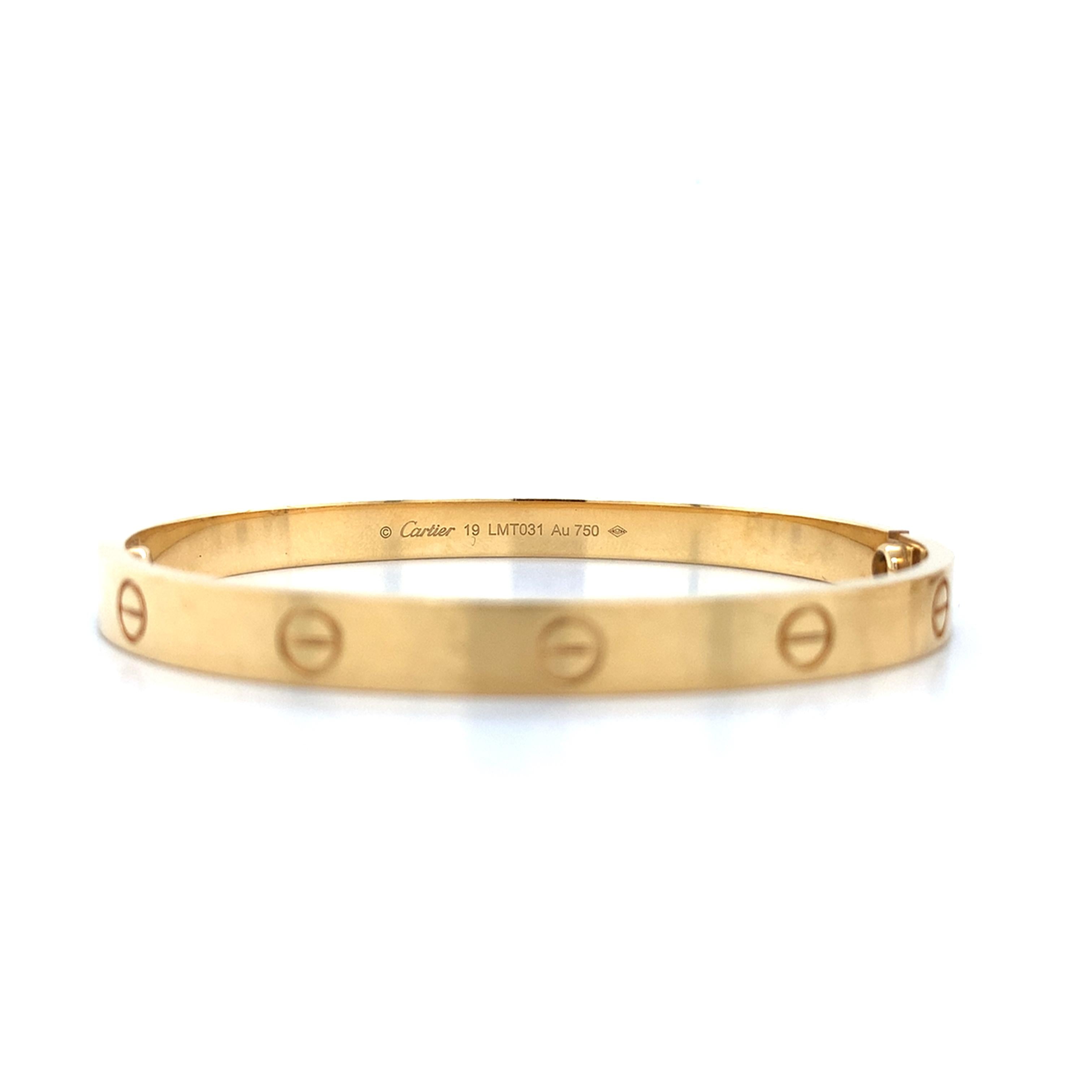 Cartier 18K Y Gold Classic Love Bangle Screw Motif 6MM W/Matching Screwdriver