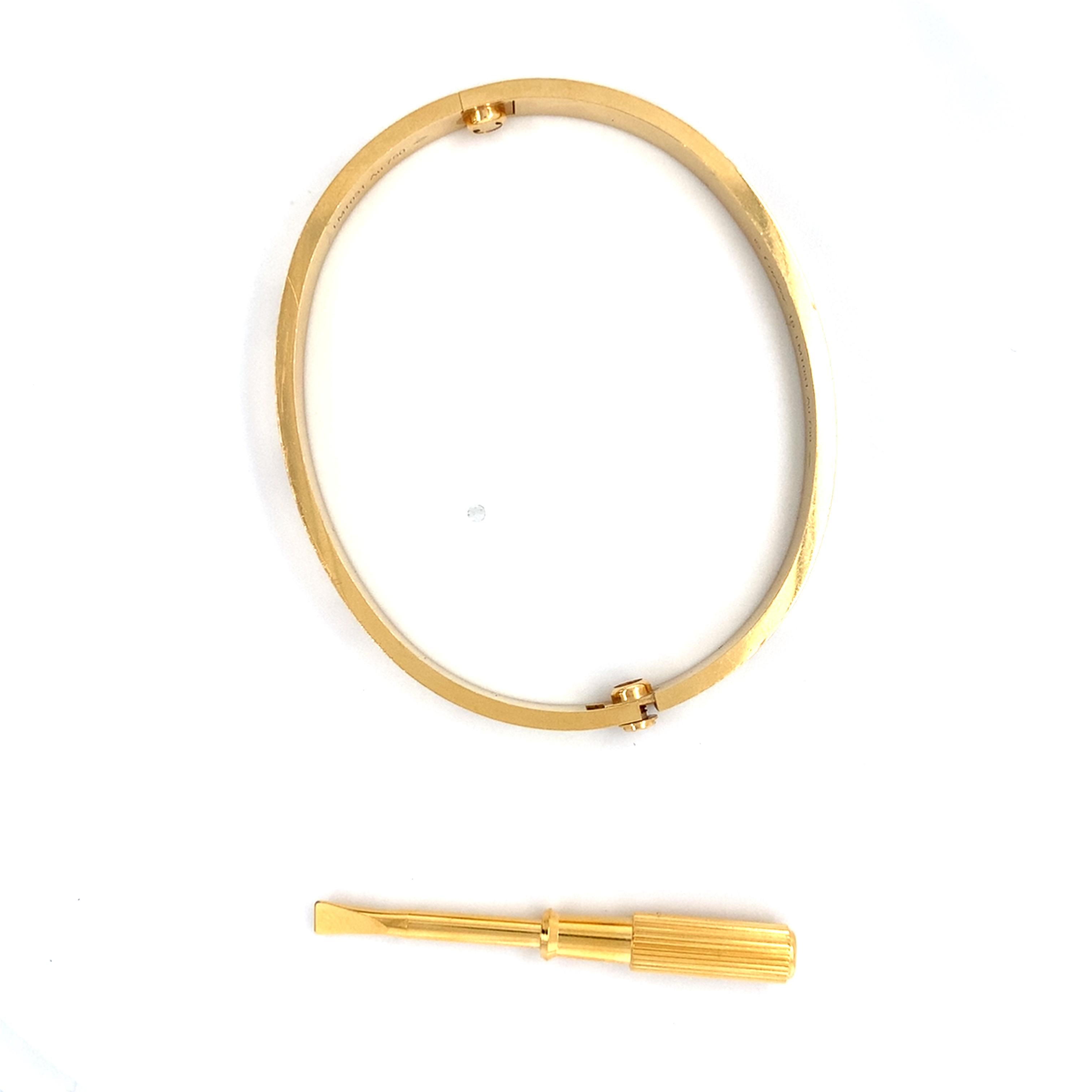 Cartier 18K Y Gold Classic Love Bangle Screw Motif 6MM W/Matching Screwdriver