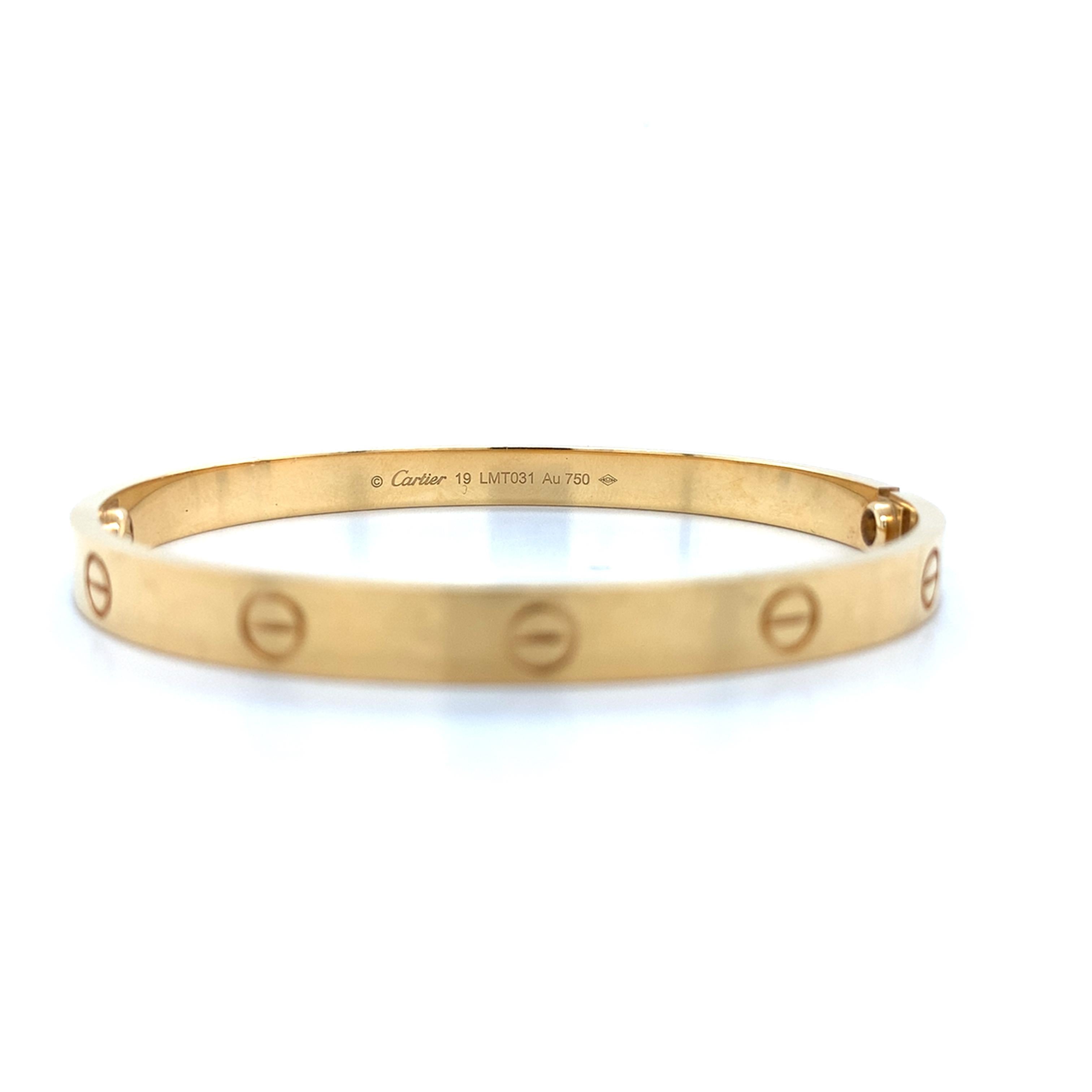 Cartier 18K Y Gold Classic Love Bangle Screw Motif 6MM W/Matching Screwdriver