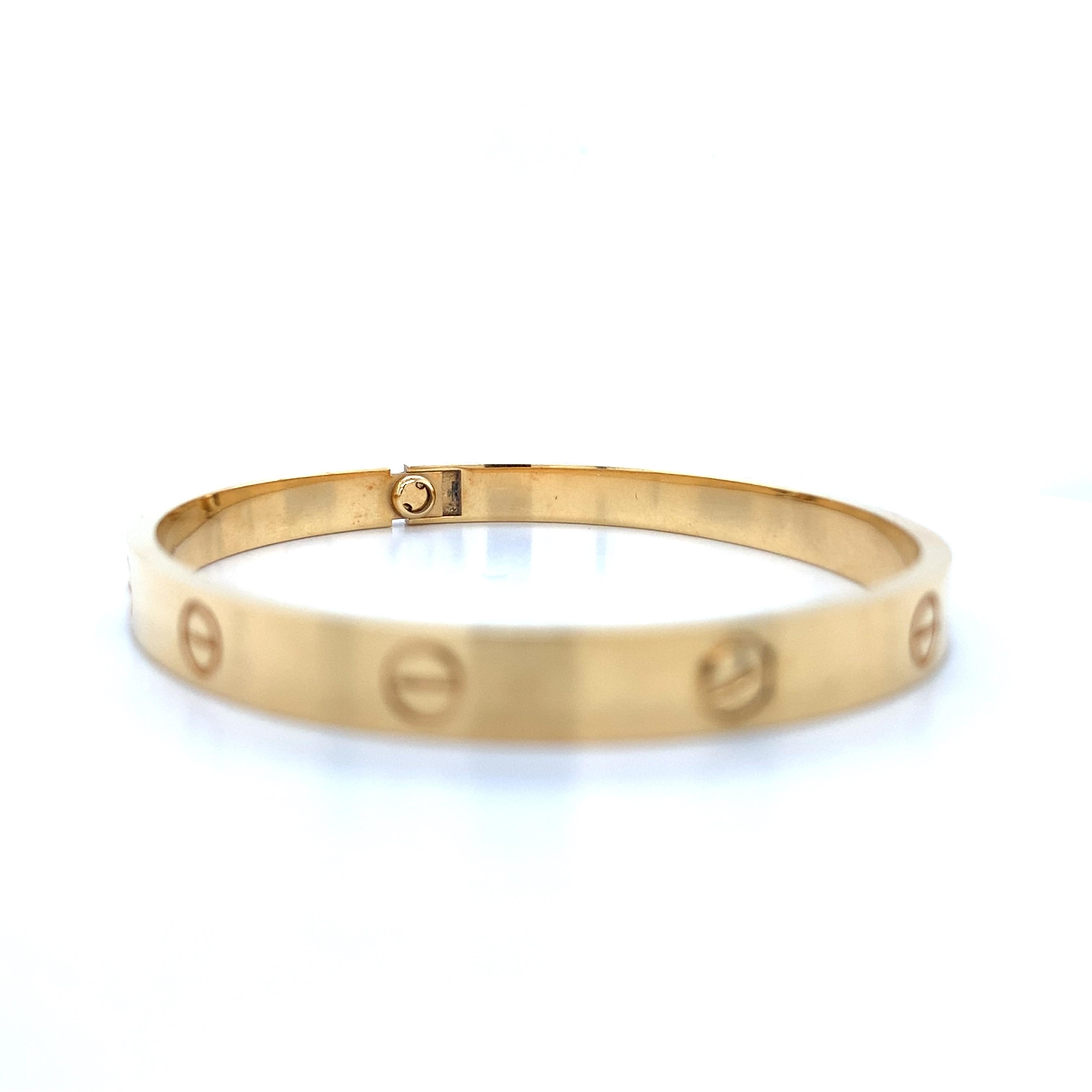 Cartier 18K Y Gold Classic Love Bangle Screw Motif 6MM W/Matching Screwdriver