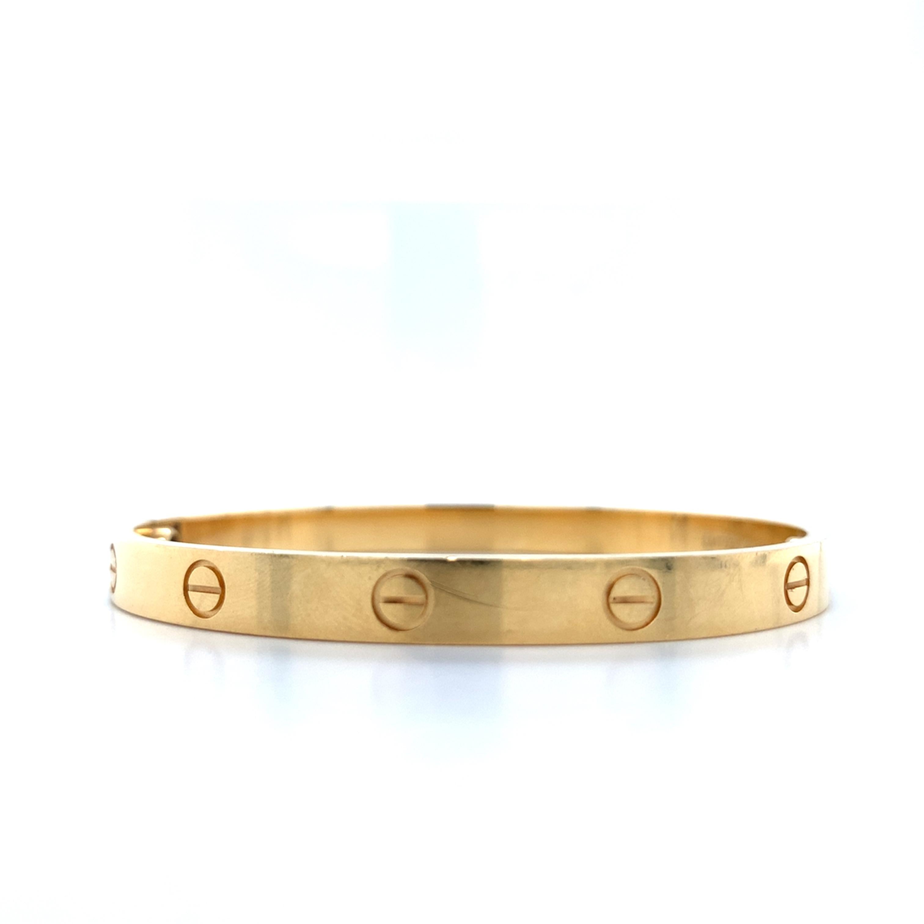 Cartier 18K Y Gold Classic Love Bangle Screw Motif 6MM W/Matching Screwdriver