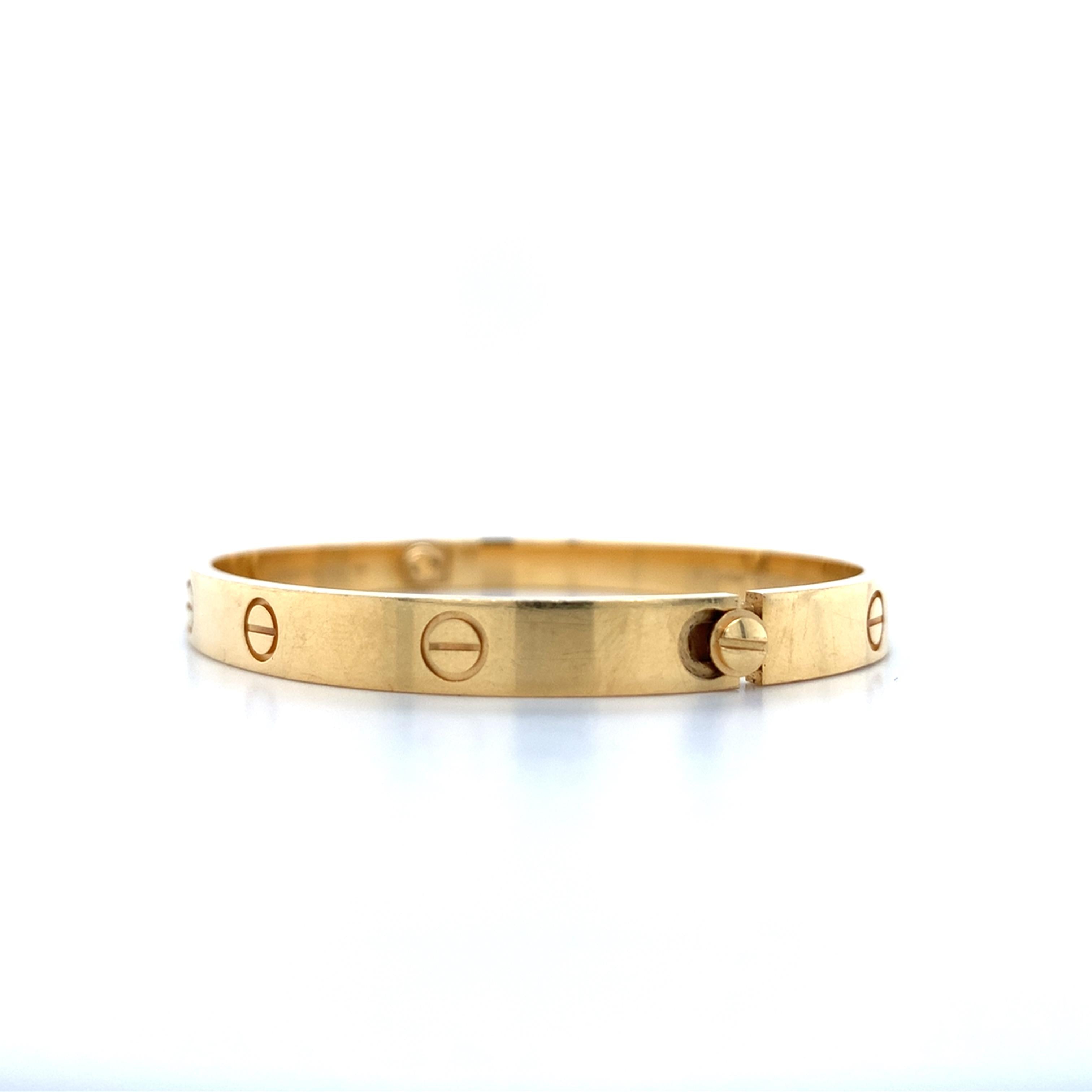 Cartier 18K Y Gold Classic Love Bangle Screw Motif 6MM W/Matching Screwdriver
