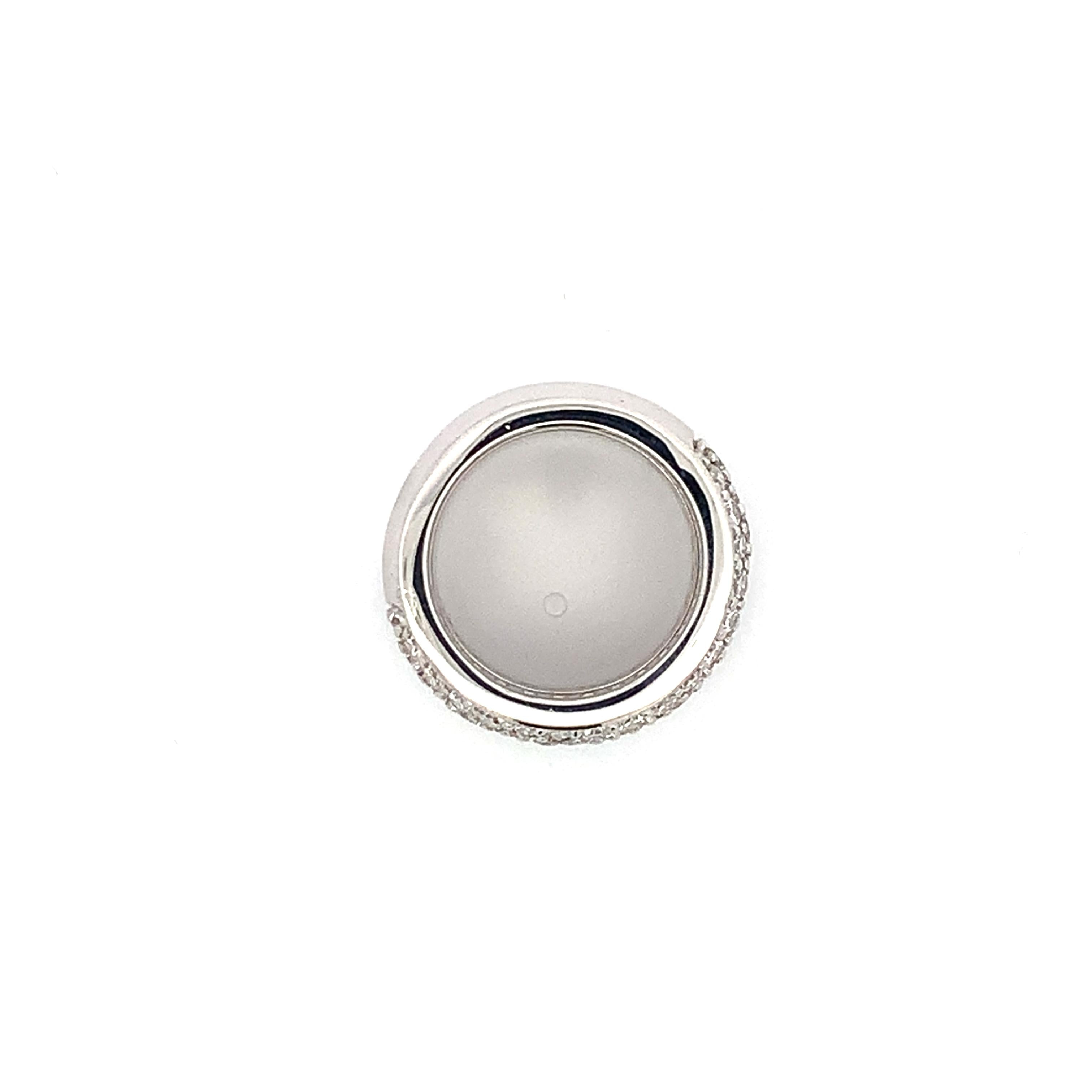 18K White Gold 2.5CTTW Round Diamond Wide Dome Carved Edge Cocktail Band Ring