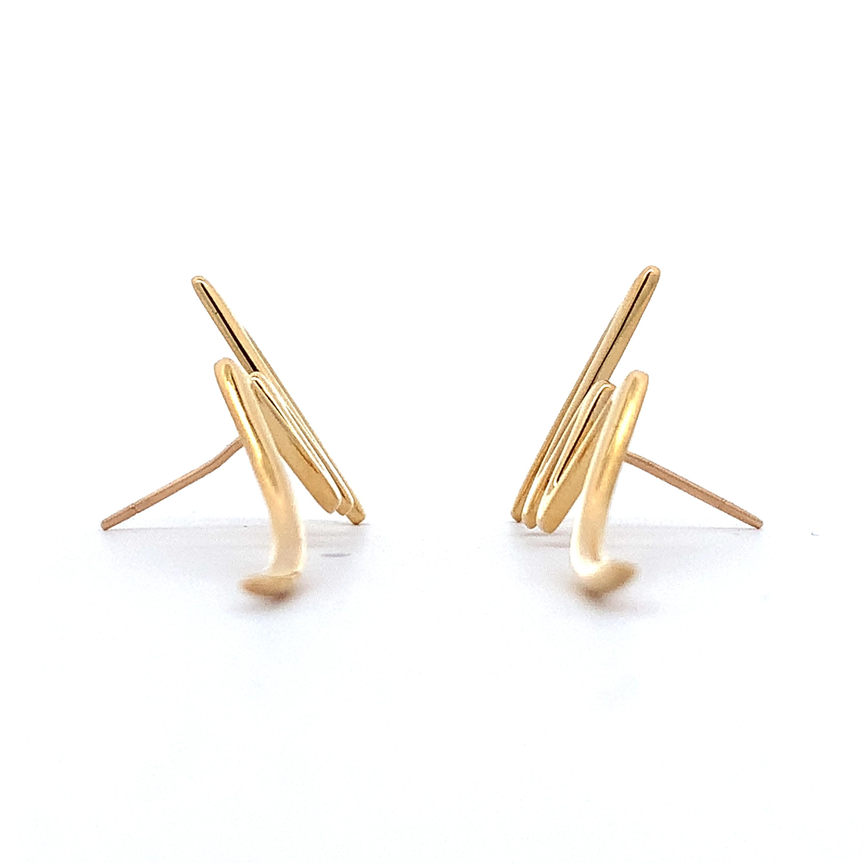 Tiffany & Co.1983 Paloma Picasso 18k Yellow Gold Scribble Zigzag Post Earrings
