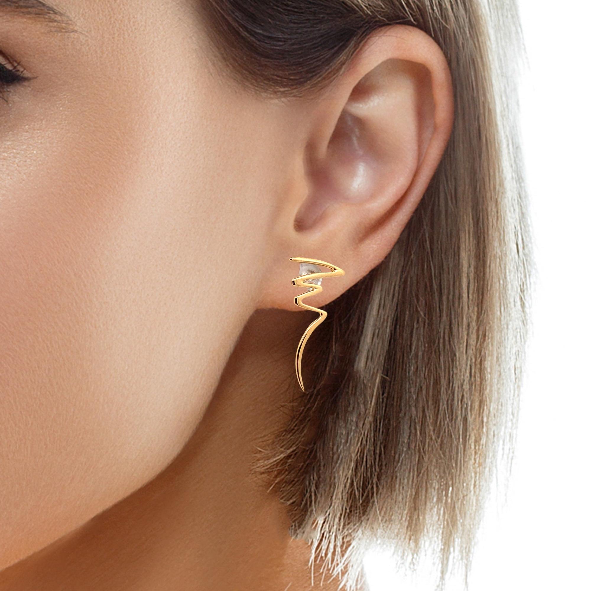 Tiffany & Co.1983 Paloma Picasso 18k Yellow Gold Scribble Zigzag Post Earrings