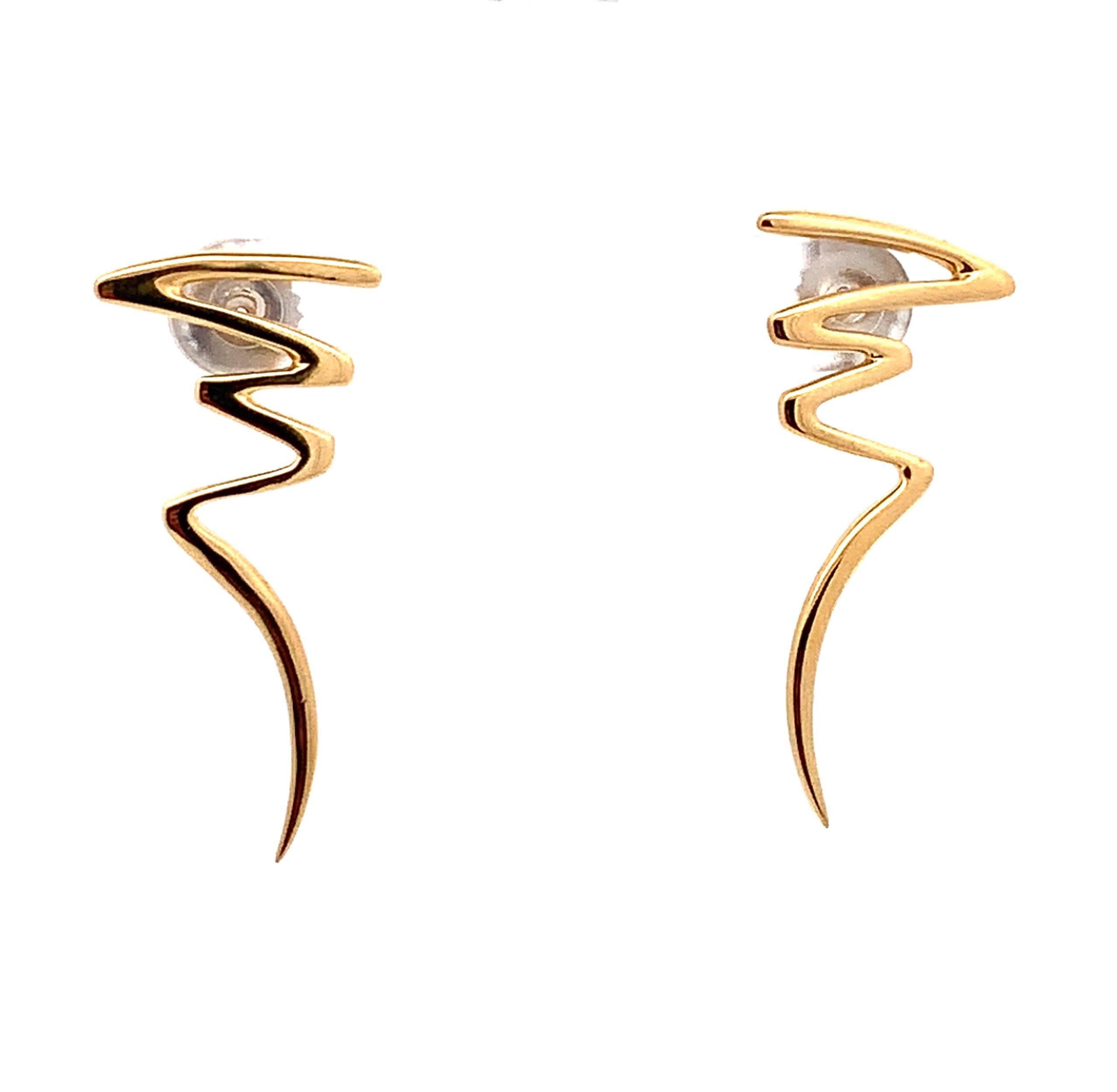 Tiffany & Co.1983 Paloma Picasso 18k Yellow Gold Scribble Zigzag Post Earrings