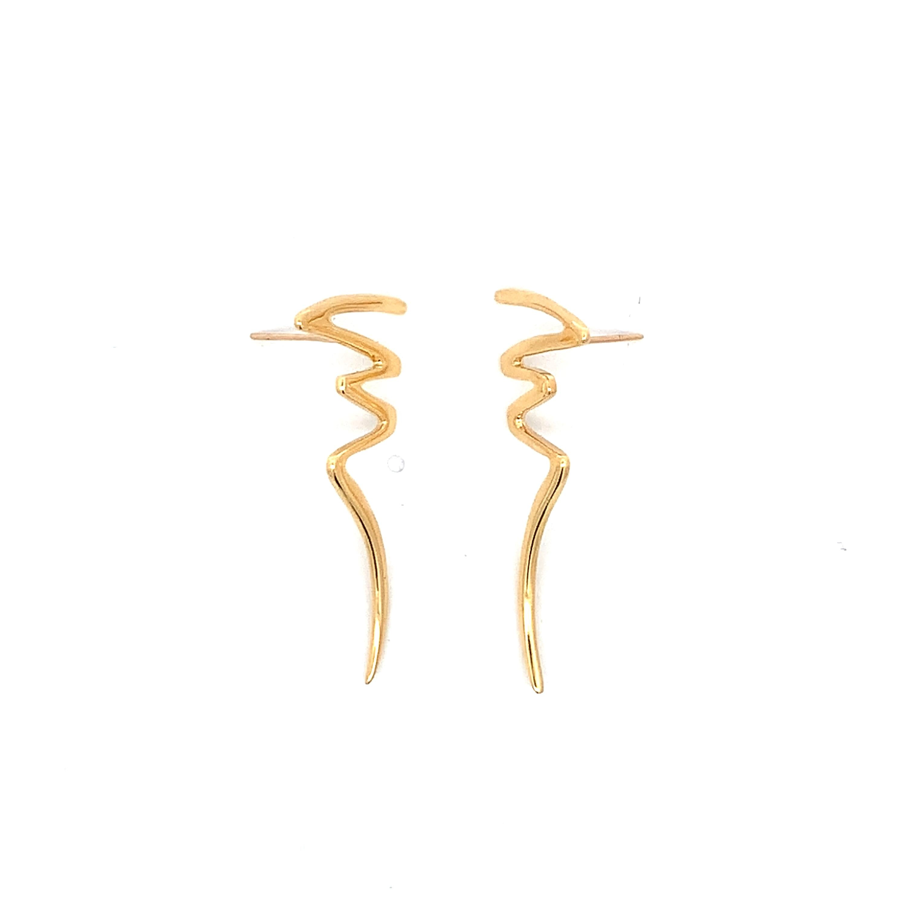Tiffany & Co.1983 Paloma Picasso 18k Yellow Gold Scribble Zigzag Post Earrings