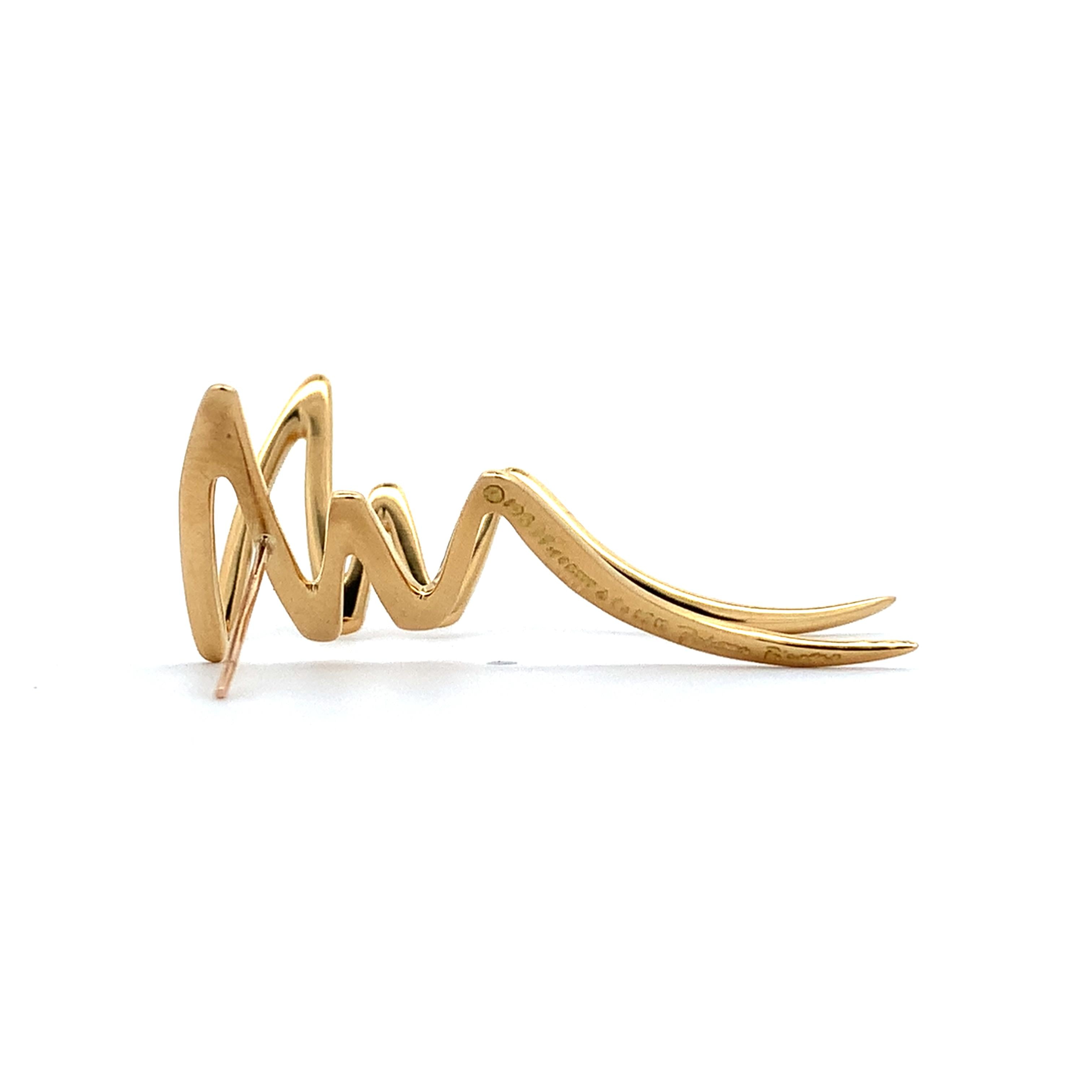 Tiffany & Co.1983 Paloma Picasso 18k Yellow Gold Scribble Zigzag Post Earrings
