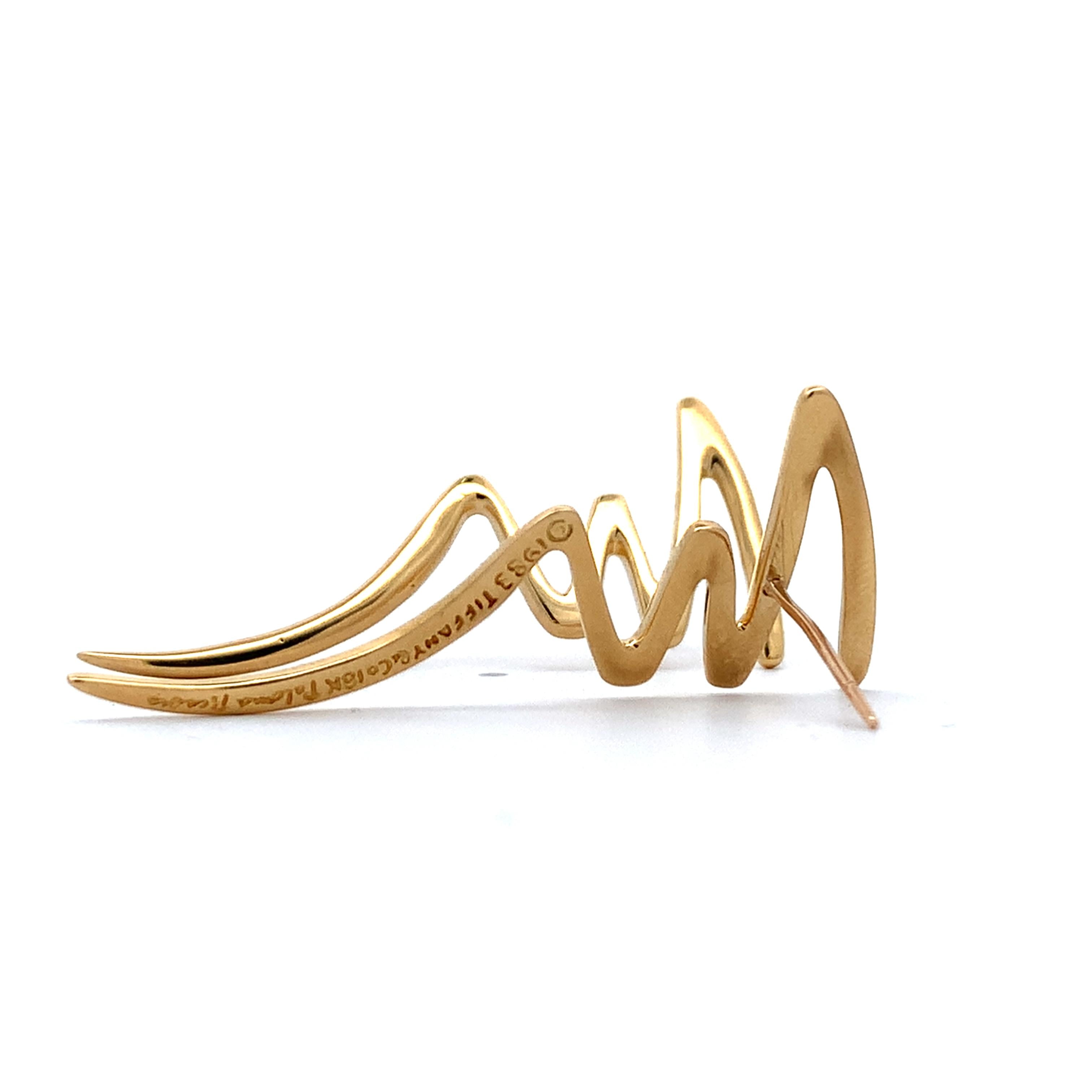 Tiffany & Co.1983 Paloma Picasso 18k Yellow Gold Scribble Zigzag Post Earrings